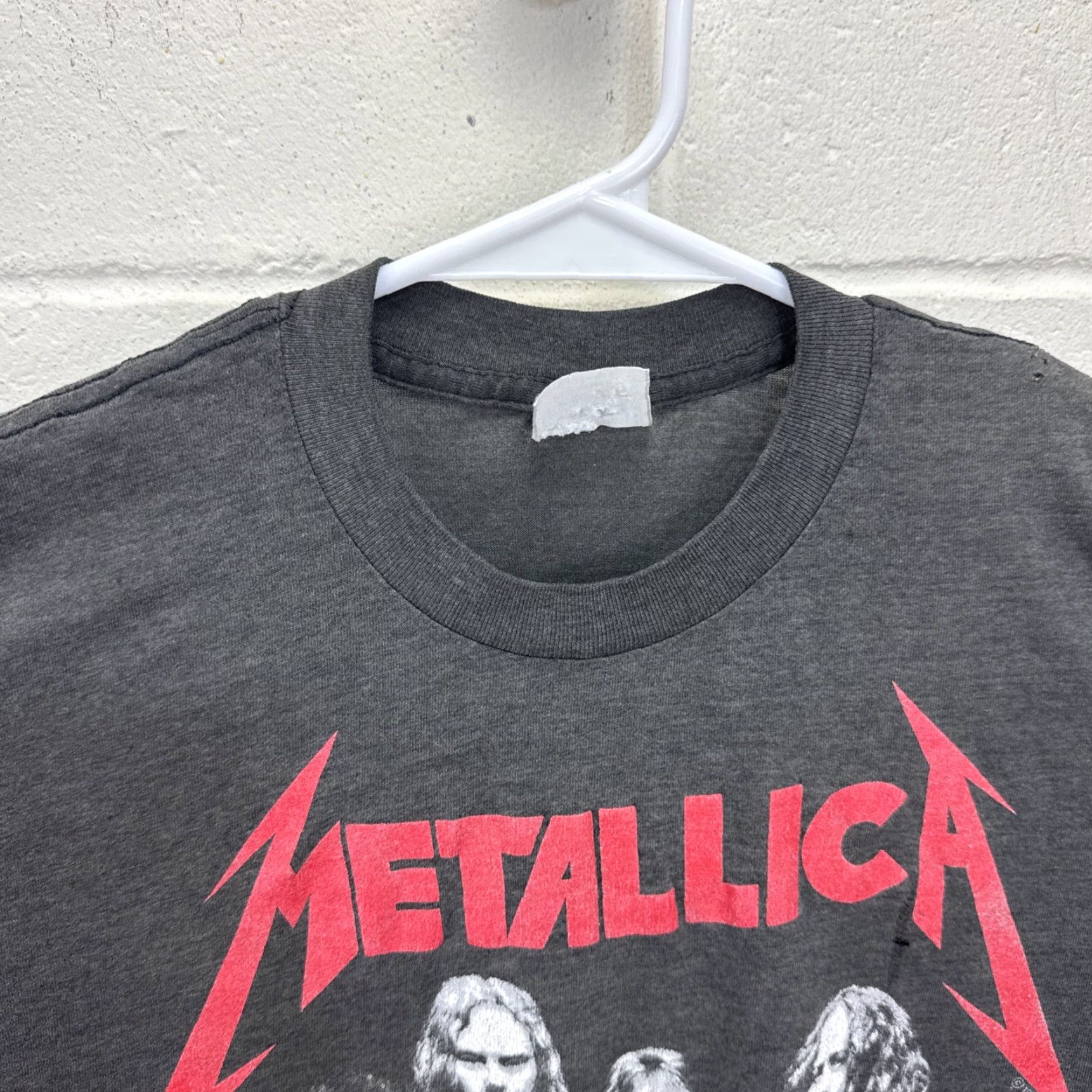 Vintage VINTAGE Metallica and Justice For All T Shirt Medium Black 1988 80s Band Music Logo Graphic Print Men XL Short Sleeve Crew Neck Cotton Knit Fade Size US XL / EU 56 / 4 - 4 Thumbnail