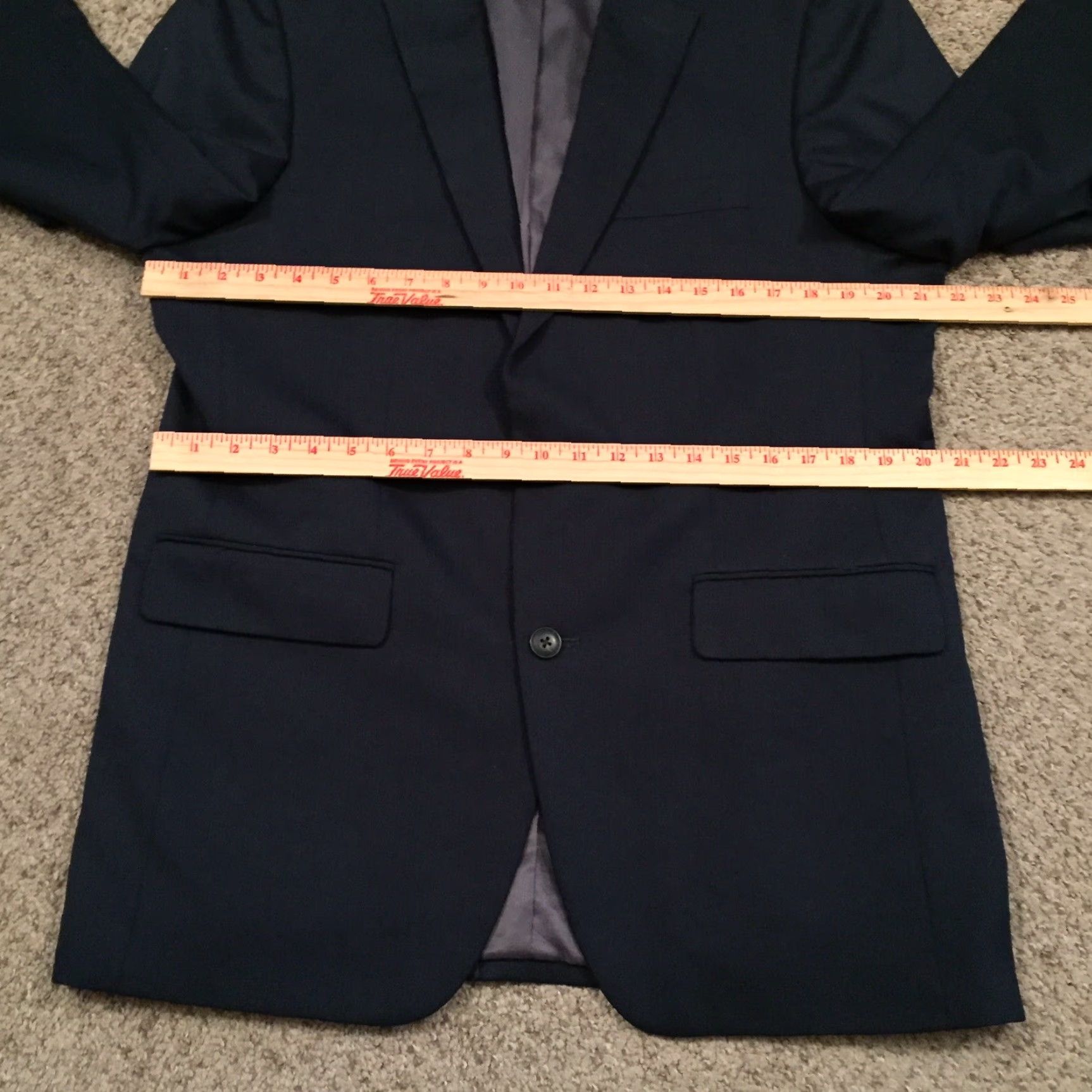 Haggar Haggar Blazer Mens 42L Blue Striped Two Button Double Vented Polyester Jacket Coat Long Notch Lapel Singles Size 42R - 5 Thumbnail