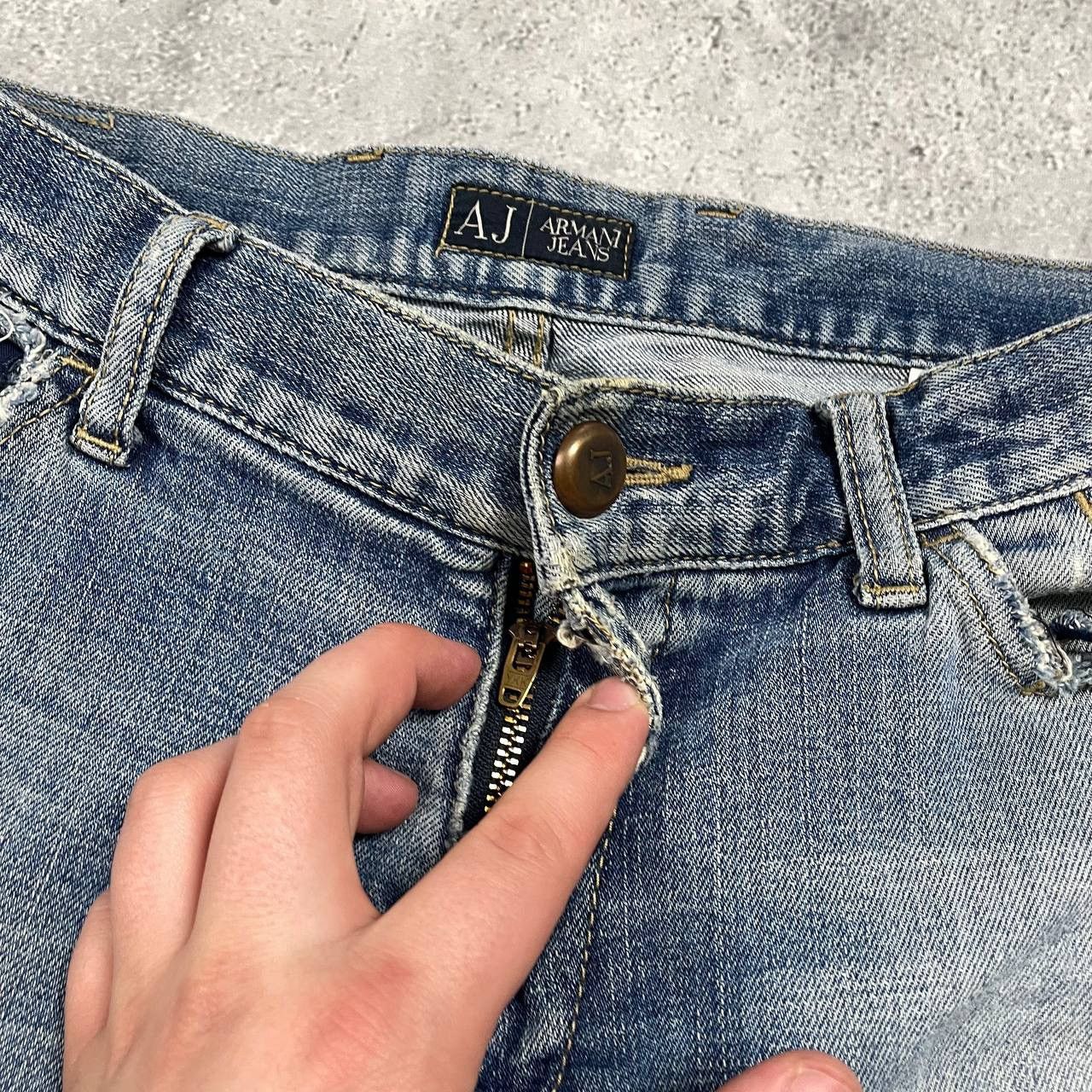Armani Vintage 2000s ARMANI JEANS Distressed Y2K Jeans Blue Size 34 Size US 34 / EU 50 - 12 Thumbnail