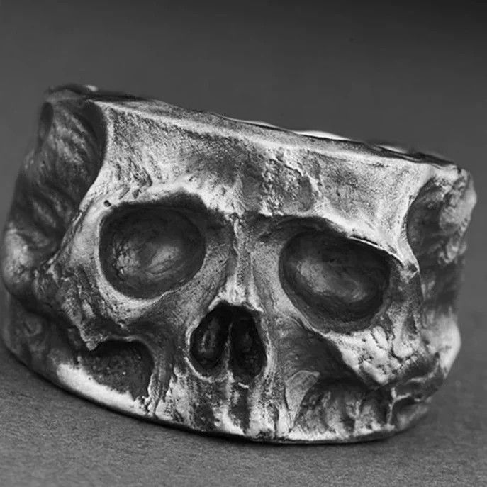 Jewelry Gothic Black Skull Emo Ring Size ONE SIZE - 3 Thumbnail
