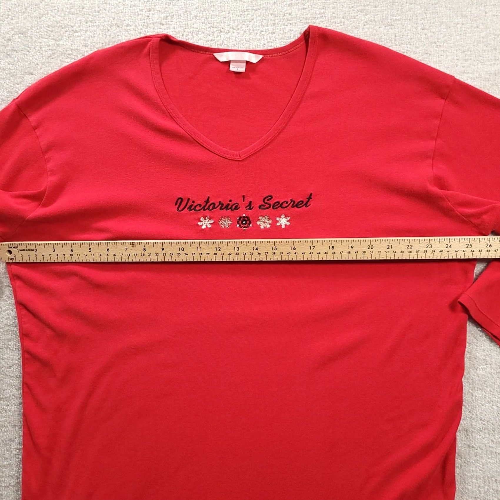 Victoria's Secret Victorias Secret Night Shirt Large Red Long Sleeve Size L / US 10 / IT 46 - 3 Thumbnail