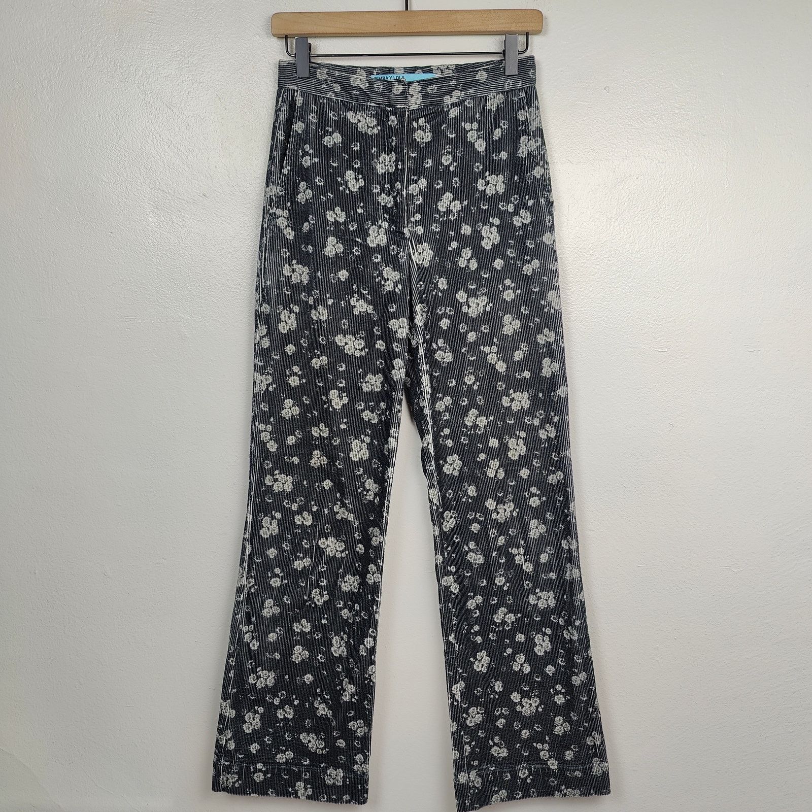 Other Bimba Y Lola Corduroy Pants Womens 36 Small Black Floral Size 28" / US 6 / IT 42 - 1 Thumbnail