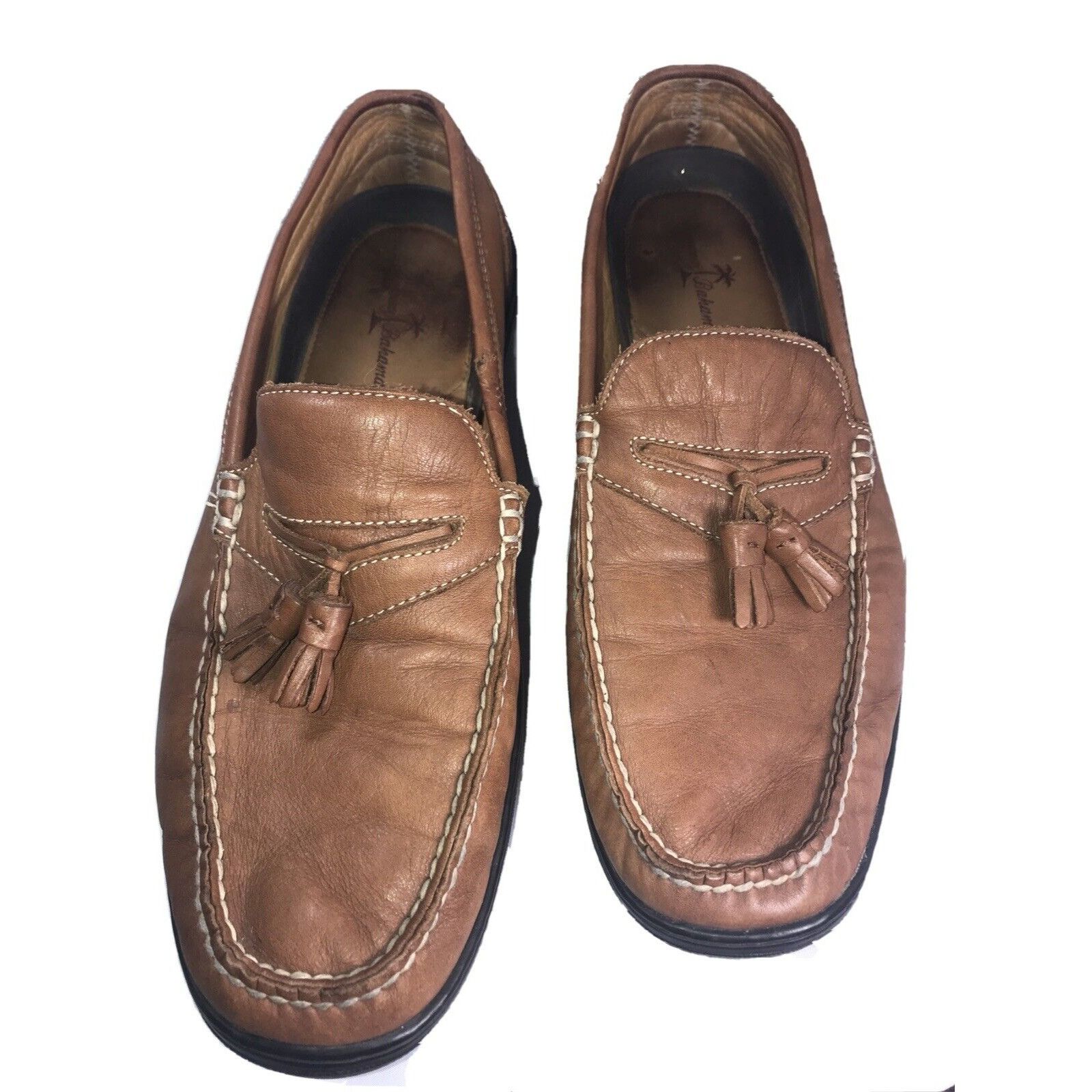 Tommy Bahama TOMMY BAHAMA Men s Brown Soft Leather Loafers Cream Stitchin Grailed