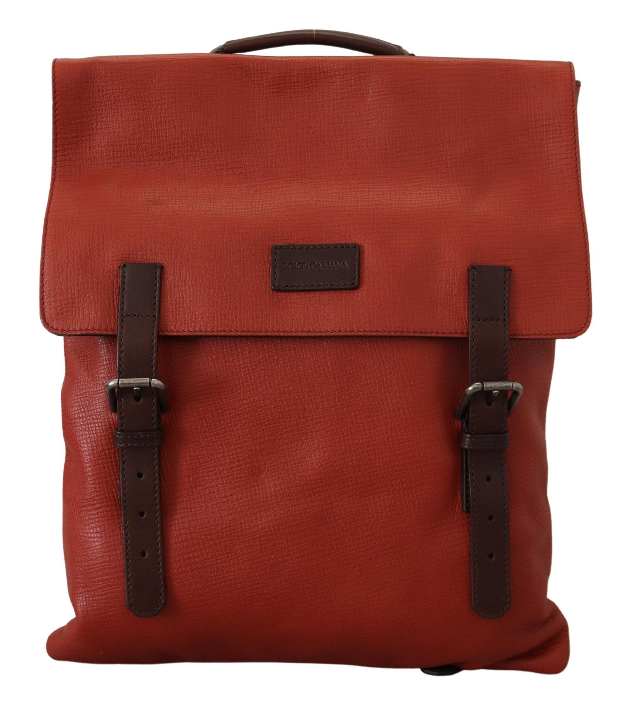 Dolce & Gabbana Elegant Calfskin Leather Backpack in Men's Orange Size ONE SIZE - 1 Thumbnail