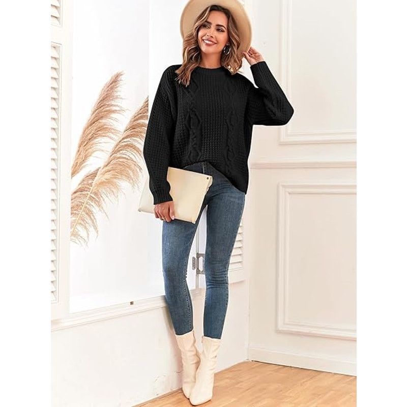 ZAFUL Womens Sweater Cable Knit Oversized Sweaters Crewneck Long Size L / US 10 / IT 46 - 5 Thumbnail