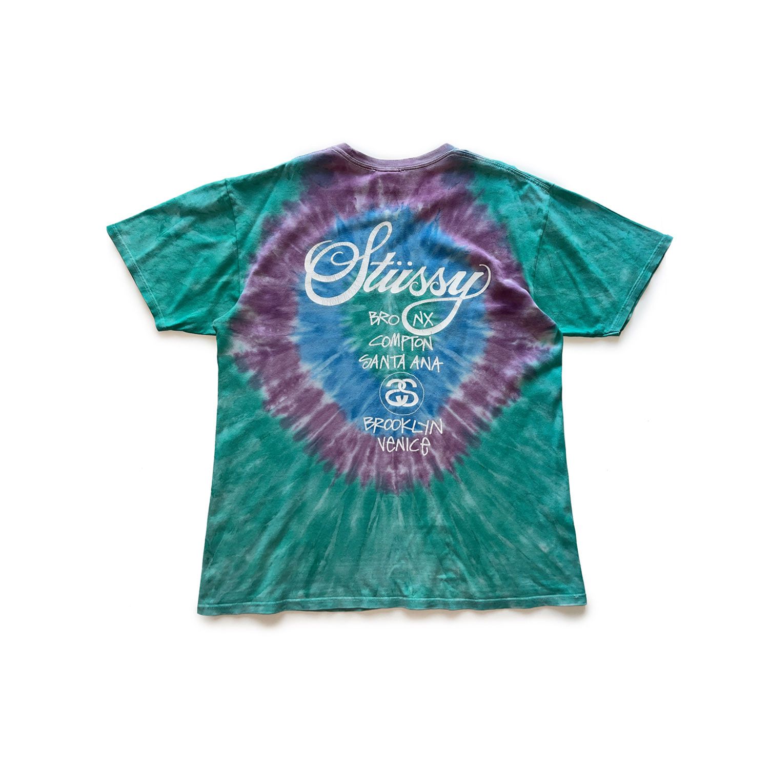 Stussy World Tour Tie Dye T-Shirt Teal L