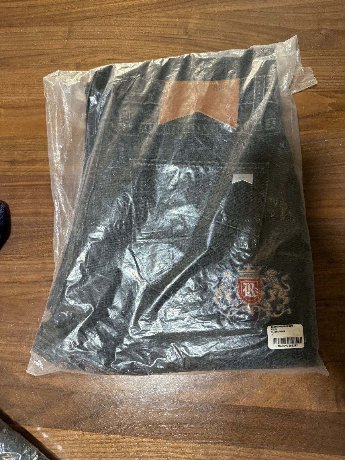 RHUDE Classic Denim Black Jeans Logo Size 34 Pocket Logo