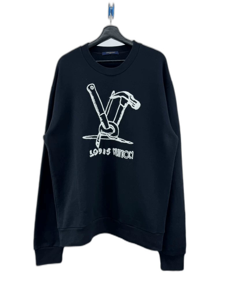 Louis Vuitton Louis Vuitton Black Embroidered Hoodie-yf Size US L / EU 52-54 / 3 - 1 Thumbnail