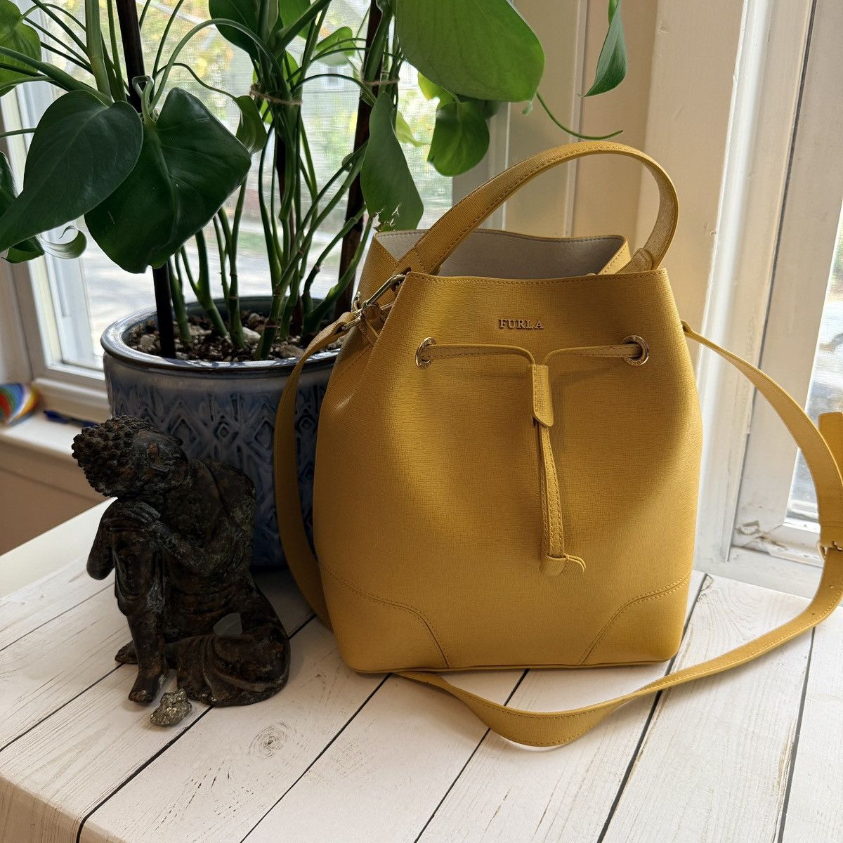 Furla Yellow Stacy S Bucket Bag with Detachable Pouch Size ONE SIZE - 1 Thumbnail