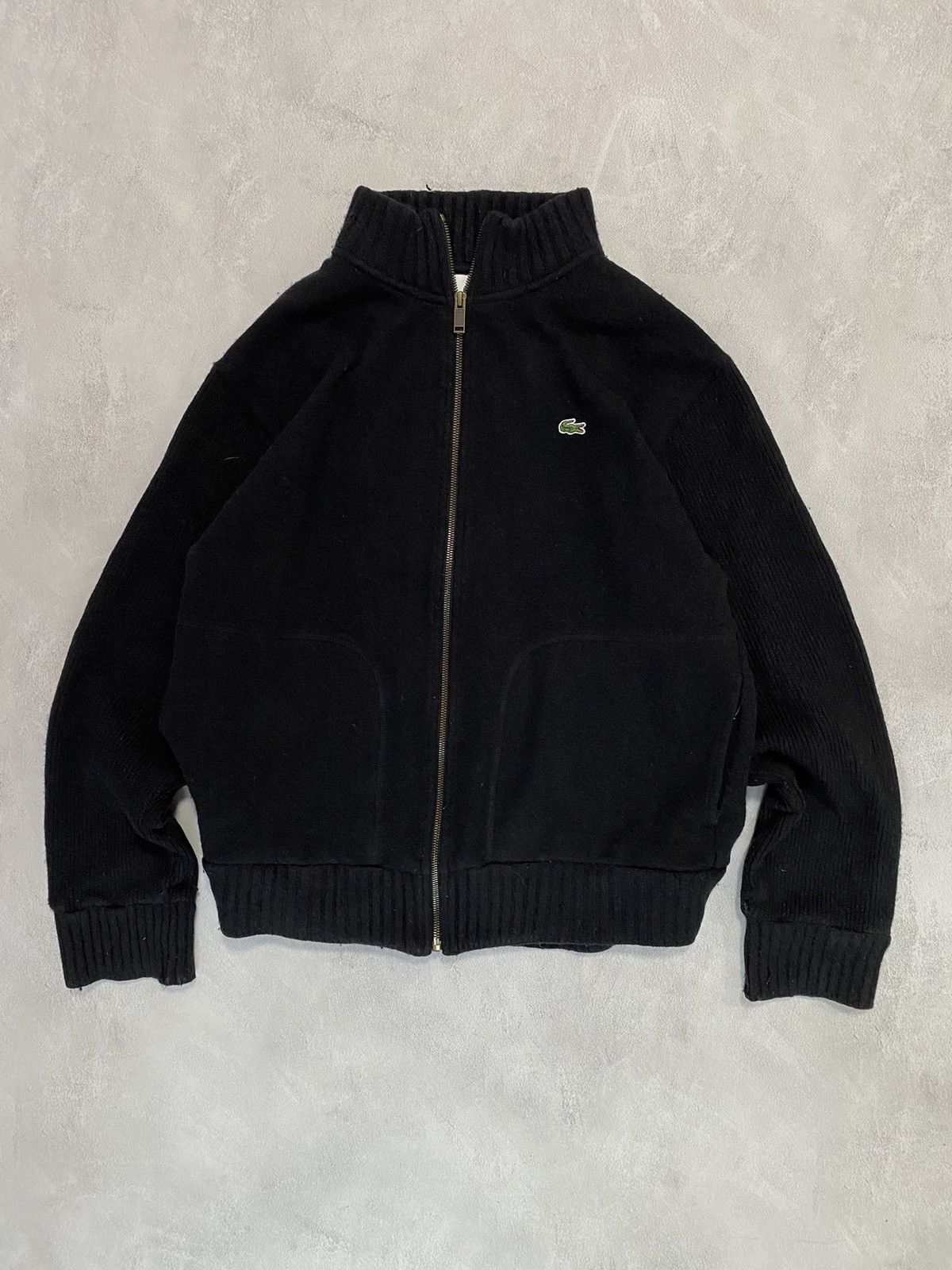 Lacoste 🥵 Vintage 90s Zip Up Sweater LACOSTE WOOL Mini Logo CASUAL Size US L / EU 52-54 / 3 - 1 Thumbnail