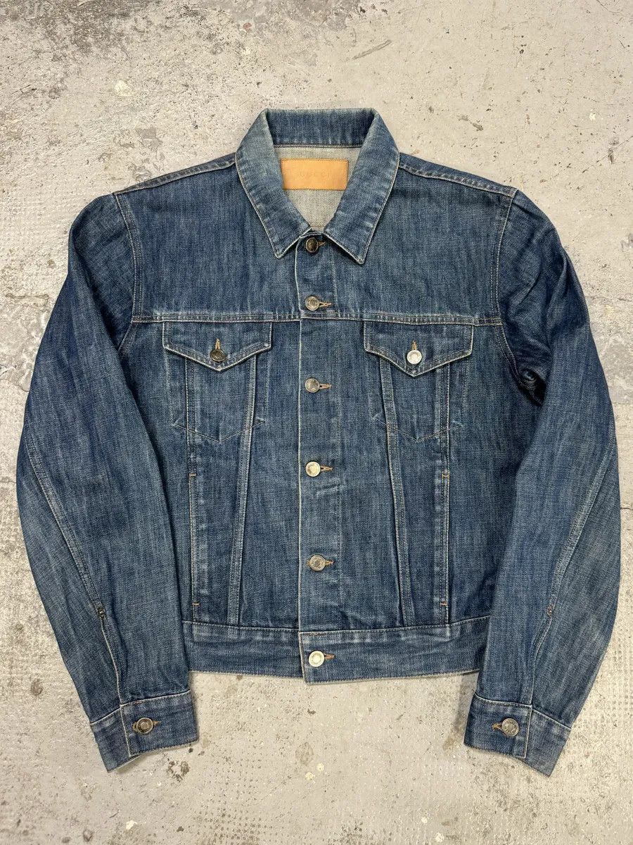 Designer × Gucci × Vintage 2000s Gucci Blue Denim Trucker Jacket Size US M / EU 48-50 / 2 - 1 Thumbnail