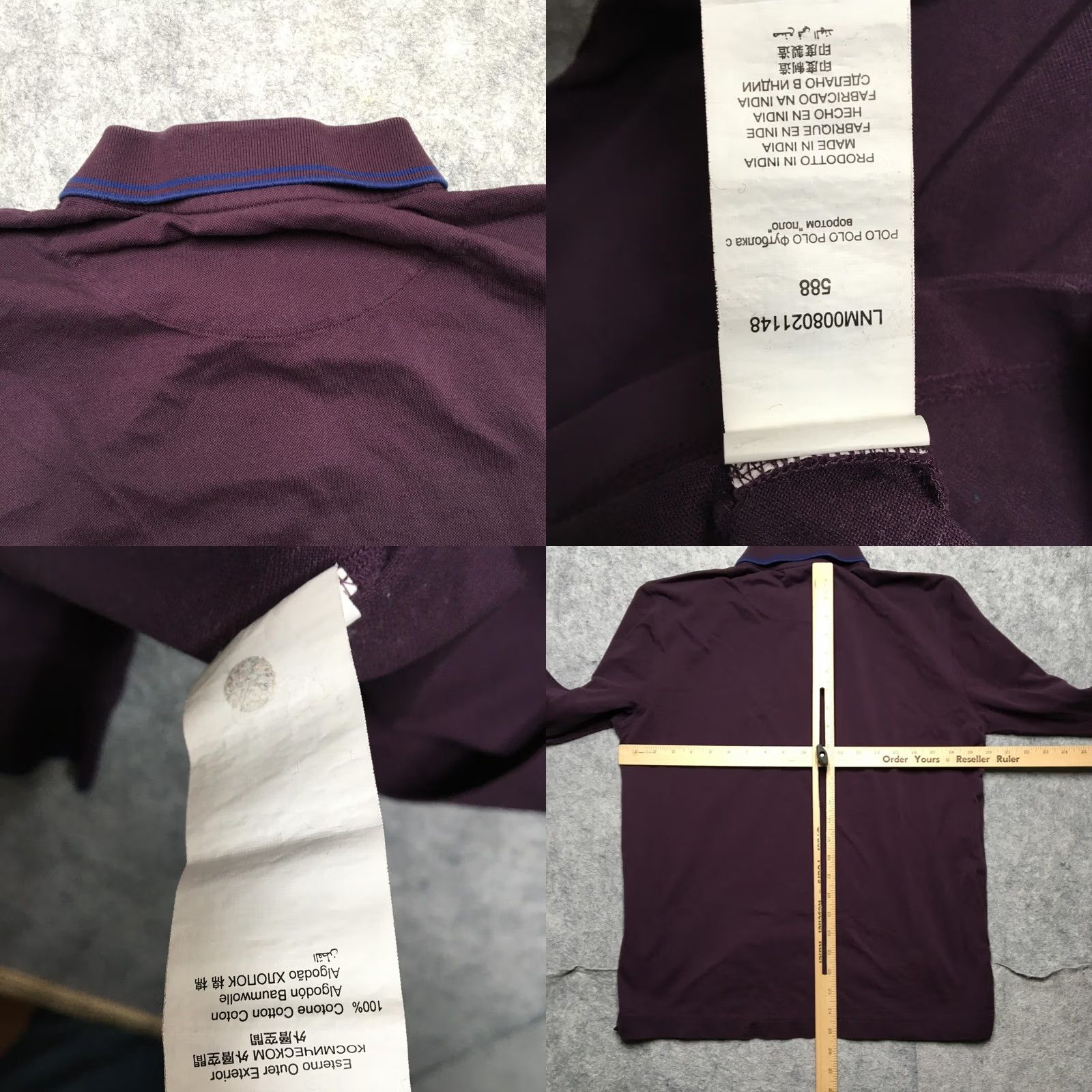Harmont & Blaine Harmont & Blaine Polo Shirt Mens XL Burgundy Long Sleeve Narrow Fit Hound Logo Size US XL / EU 56 / 4 - 8 Thumbnail