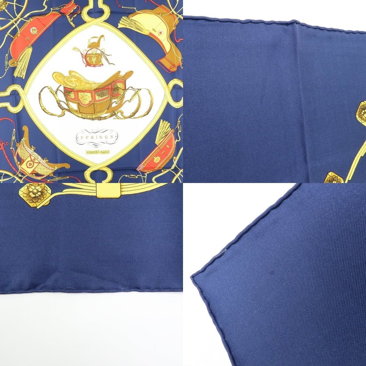Hermes Hermes Springs Carre 90 Silk Scarf Navy Size ONE SIZE - 4 Thumbnail