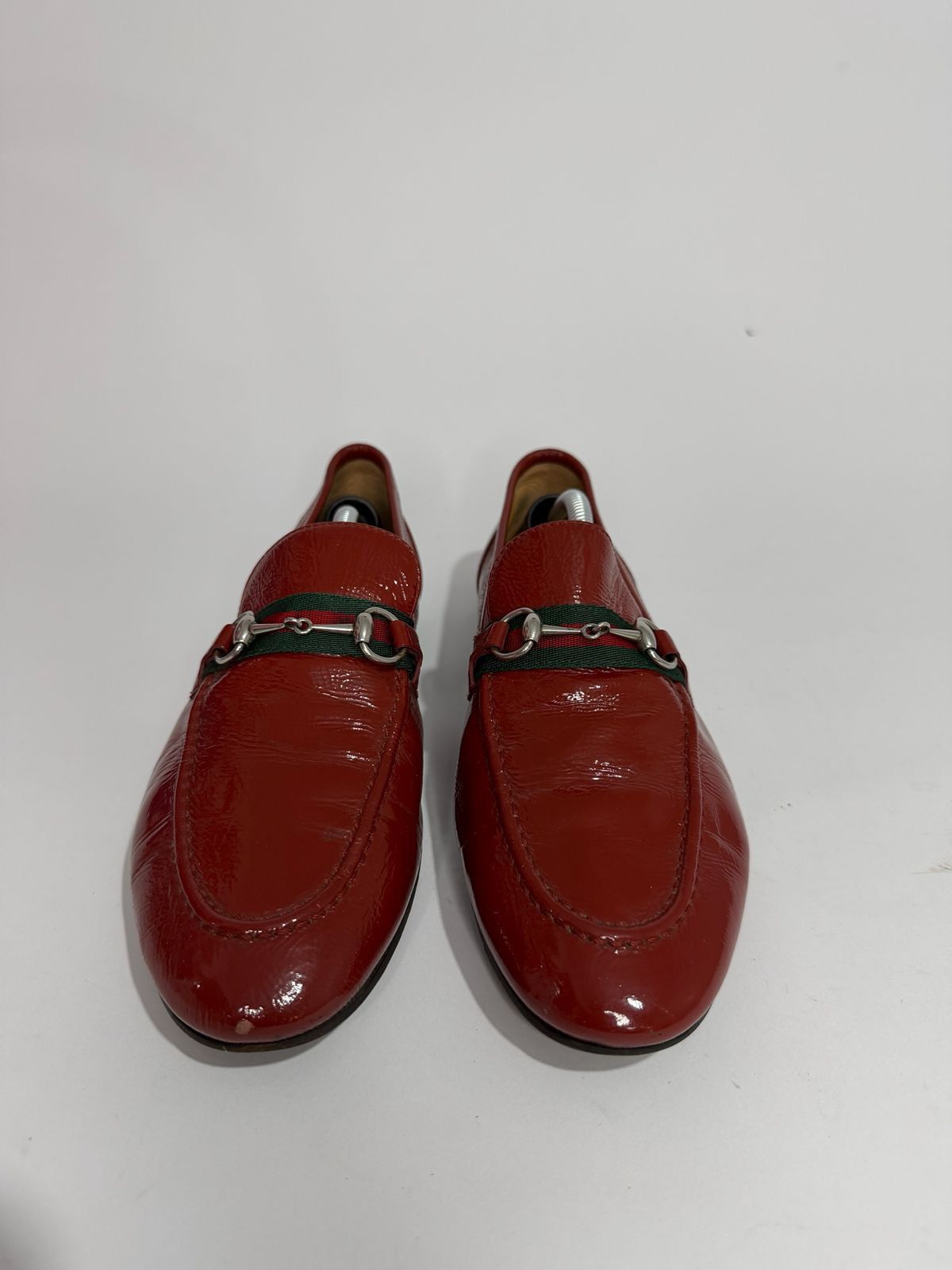 Gucci Gucci Patent Leather Web Horsebit Loafers - Size 38 Size US 8 / IT 38 - 2 Thumbnail