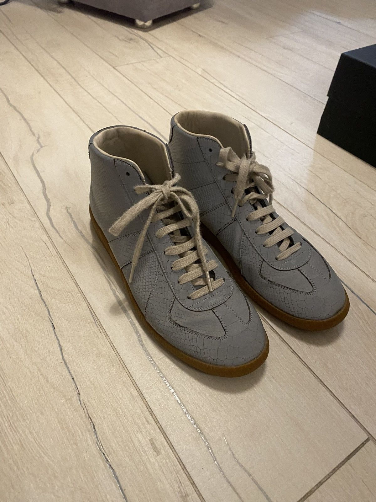 Maison Margiela Maison Margiela Snakeskin Reflective High Top Sneakers Size US 10 / EU 43 - 3 Thumbnail
