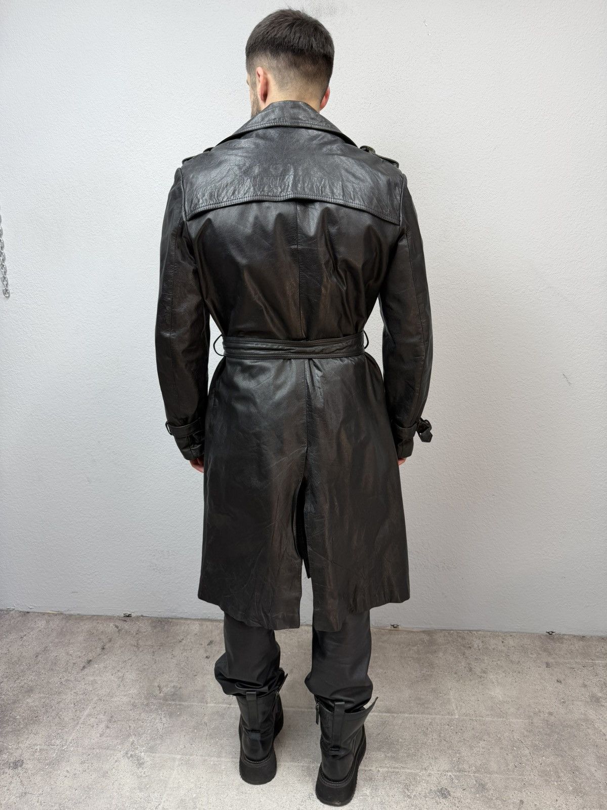 If Six Was Nine Vintage Rick Owens Style Double Breasted Leather Coat Jacket Size US M / EU 48-50 / 2 - 11 Thumbnail