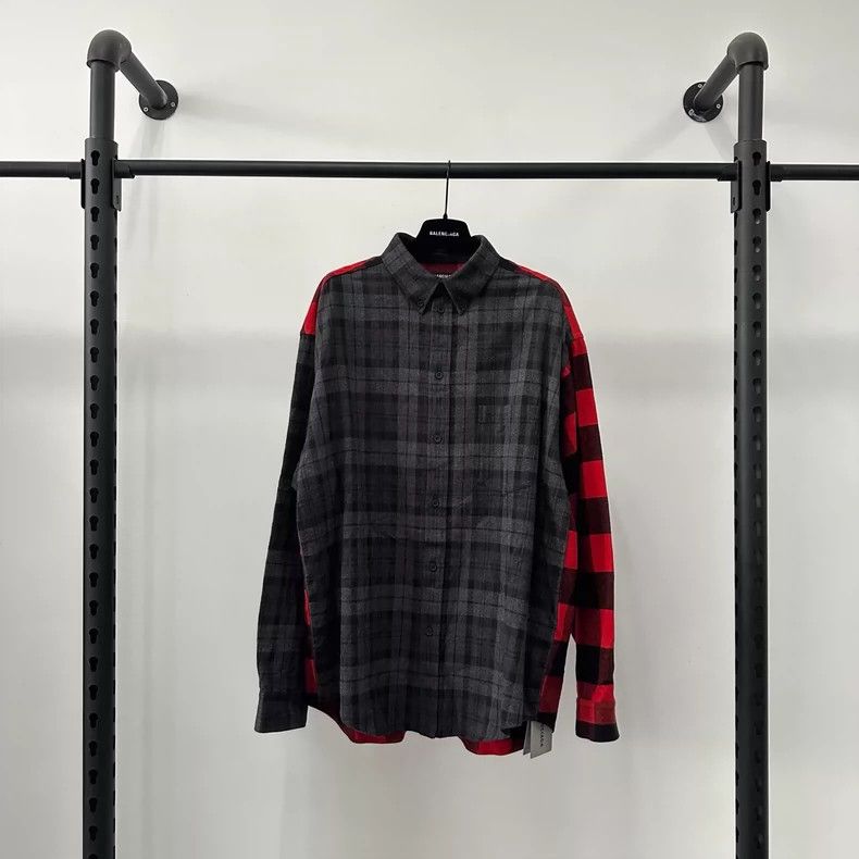 Balenciaga Balenciaga size 37 SS21 Black and Red Plaid Patchwork Embro Size US M / EU 48-50 / 2 - 1 Thumbnail