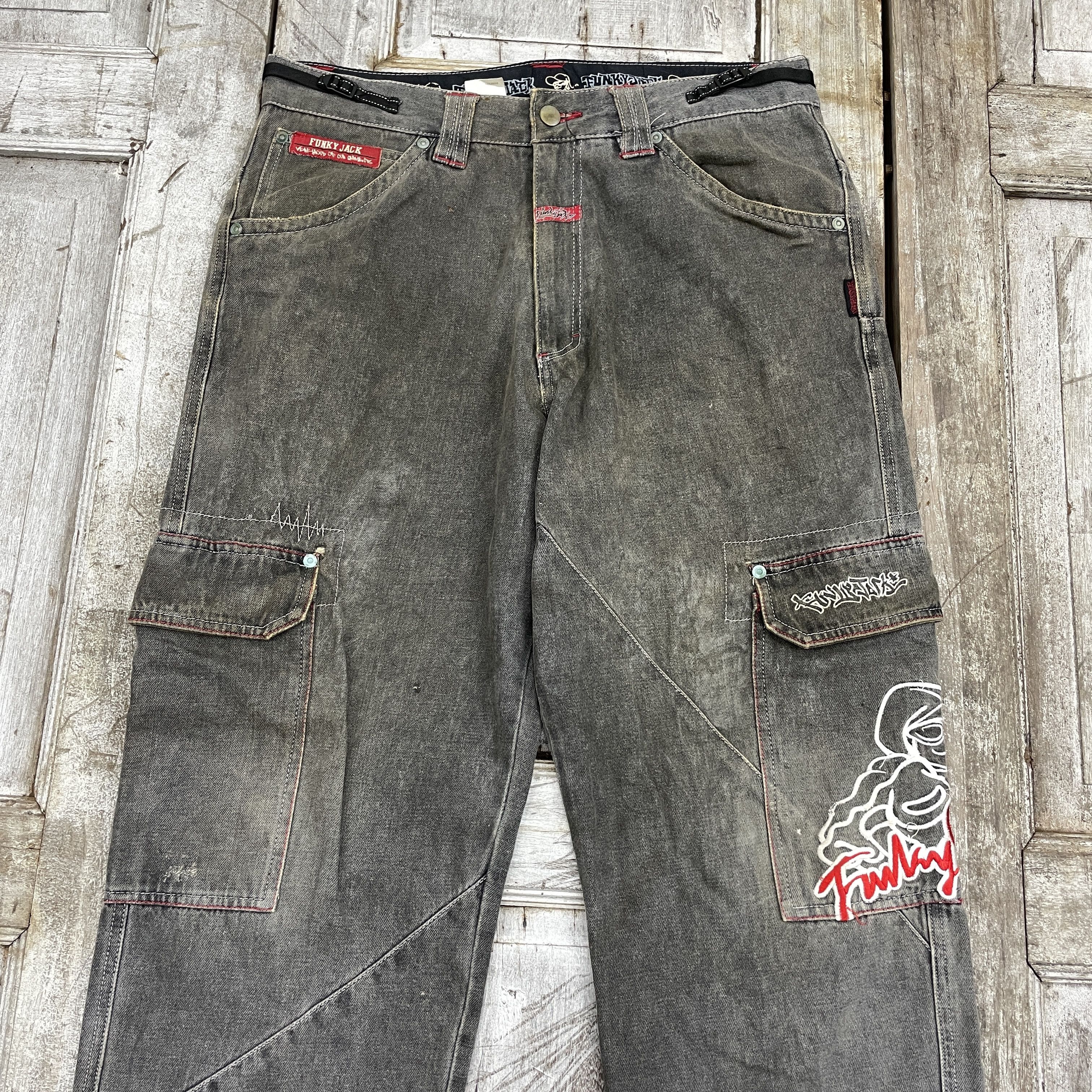 Japanese Brand Vintage Funky Jack Distressed Baggy Cargo Pants-wc294 Size US 33 - 3 Thumbnail