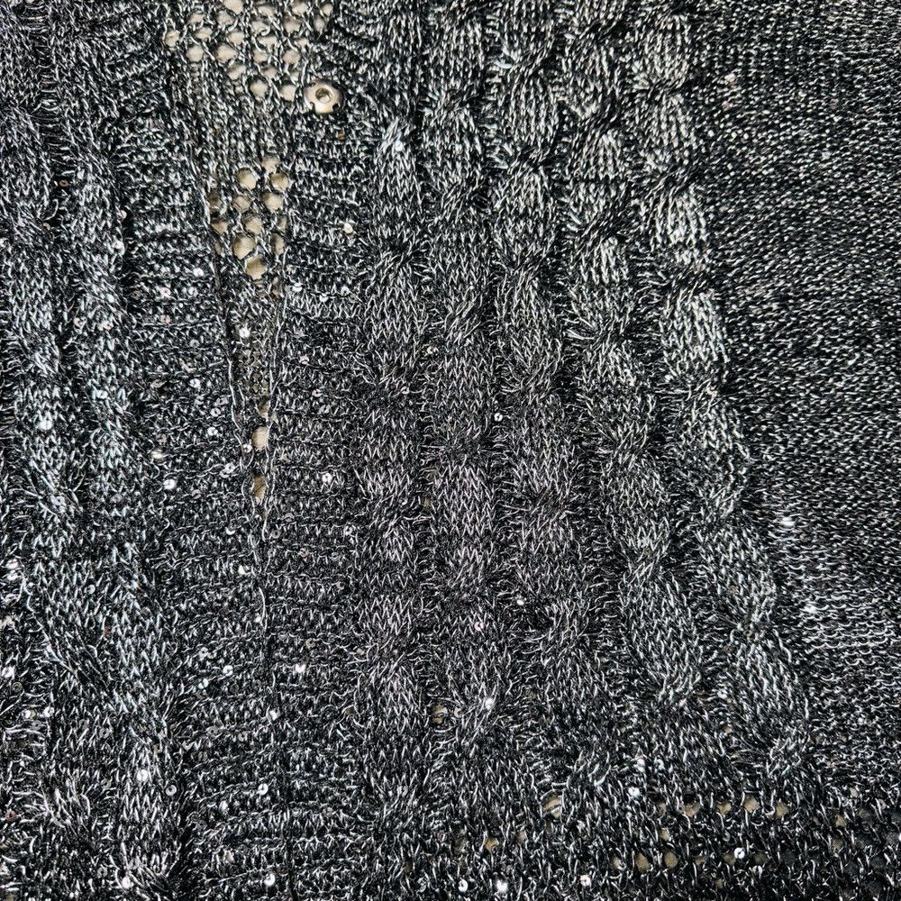 Other NWT New Lauren Michelle Silver Sparkle Cable Knit Cardigan Size 3XL / US 20-22 - 6 Thumbnail