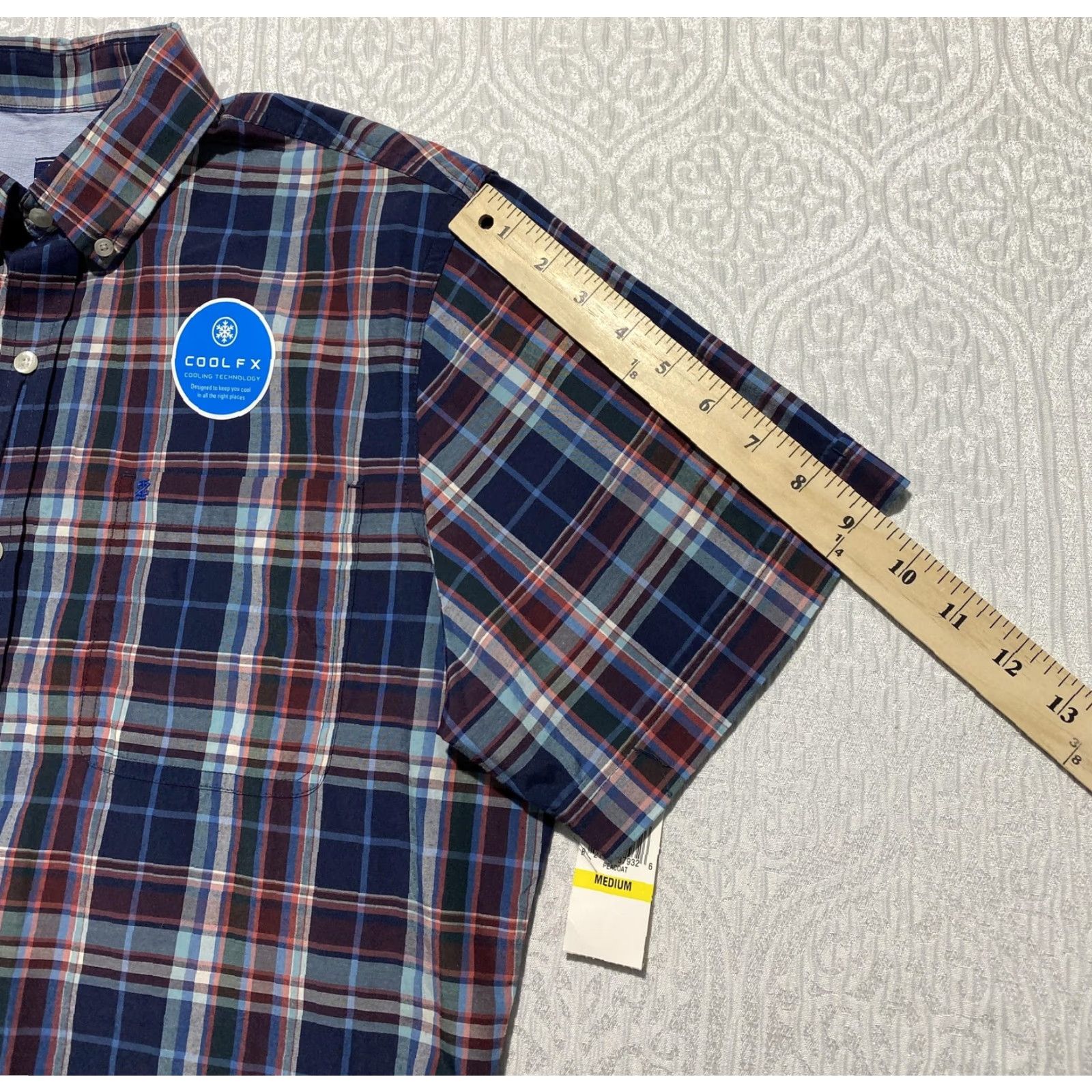 Izod IZOD Shirt Mens Medium Blue Red Plaid Short Sleeve Button Down Cool FX Breeze Size US M / EU 48-50 / 2 - 7 Thumbnail