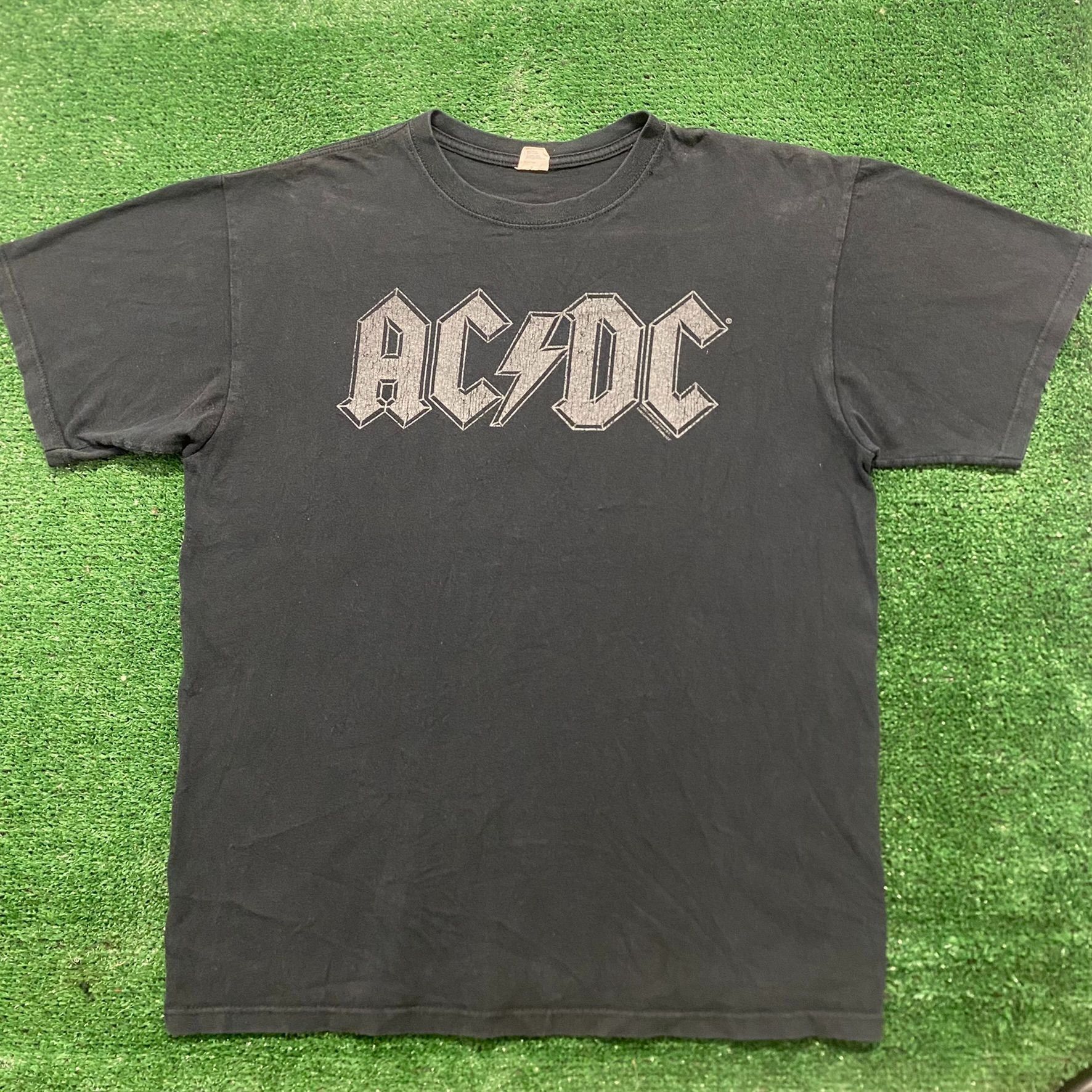 Band Tees Vintage Y2K AC/DC Rock Band Spell Out Logo Sun Faded Tee ...
