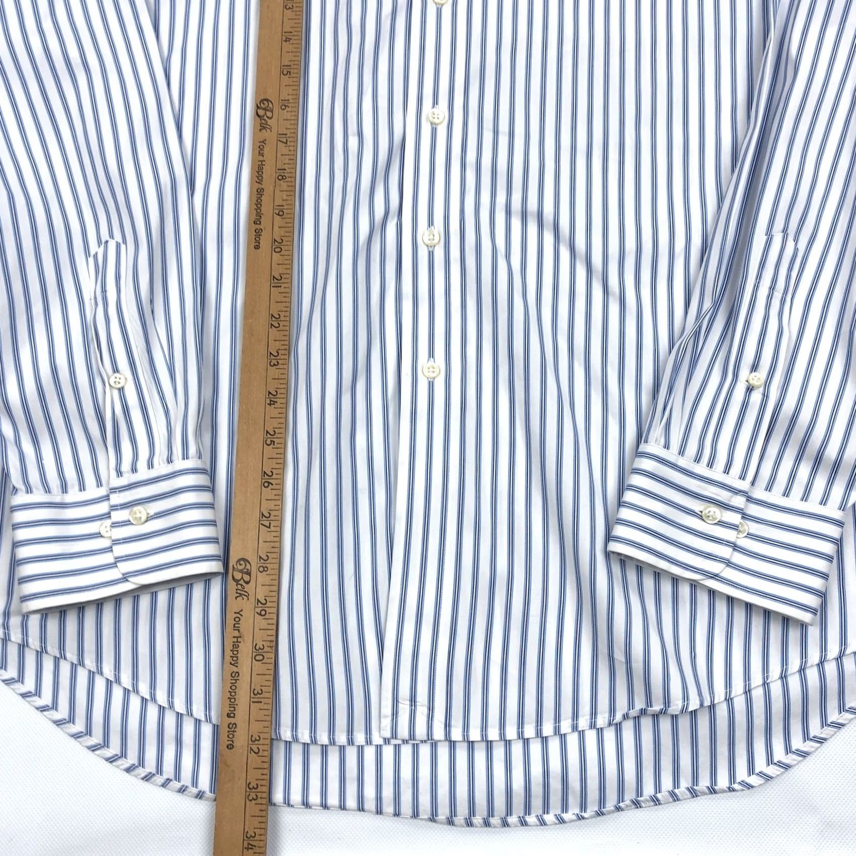 Polo Ralph Lauren Polo by Ralph Lauren Dress Shirt Striped Long Sleeve Blue White 18 Regular Men's Shirt Size 48R - 4 Thumbnail