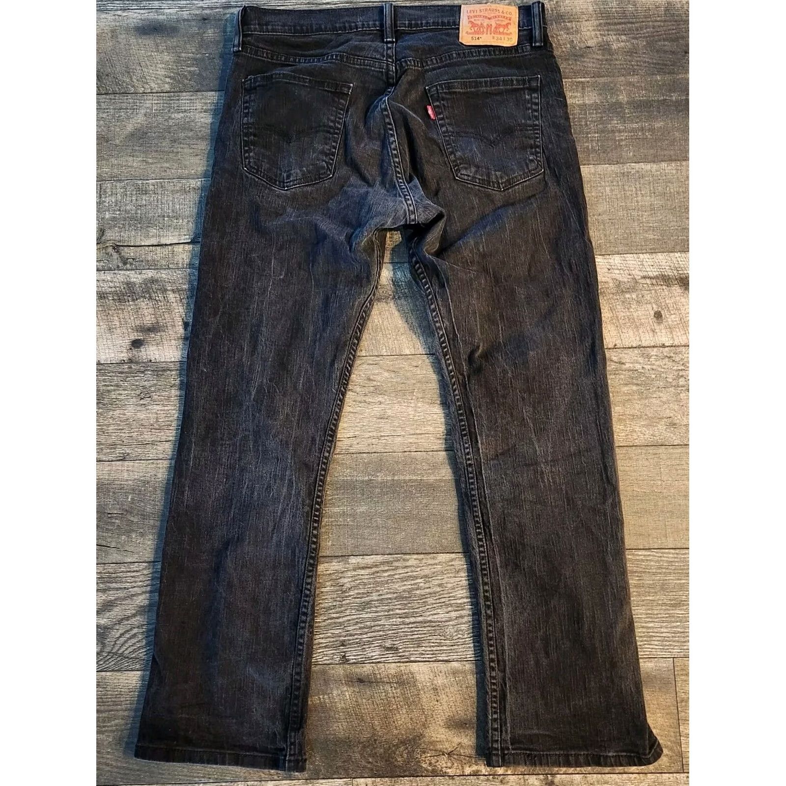 Levi's Levi's 514 Jeans 34x30 Black Straight Denim Red Tab 5-Pocket Regular Fit Mens Jeans Size US 34 / EU 50 - 2 Thumbnail