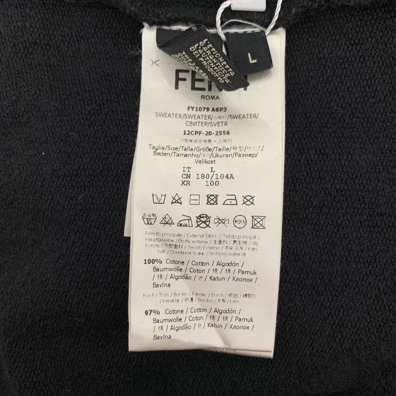 Fendi Fendi Black Logo Cotton Long Sleeve Sweatshirt Size US L / EU 52-54 / 3 - 6 Thumbnail