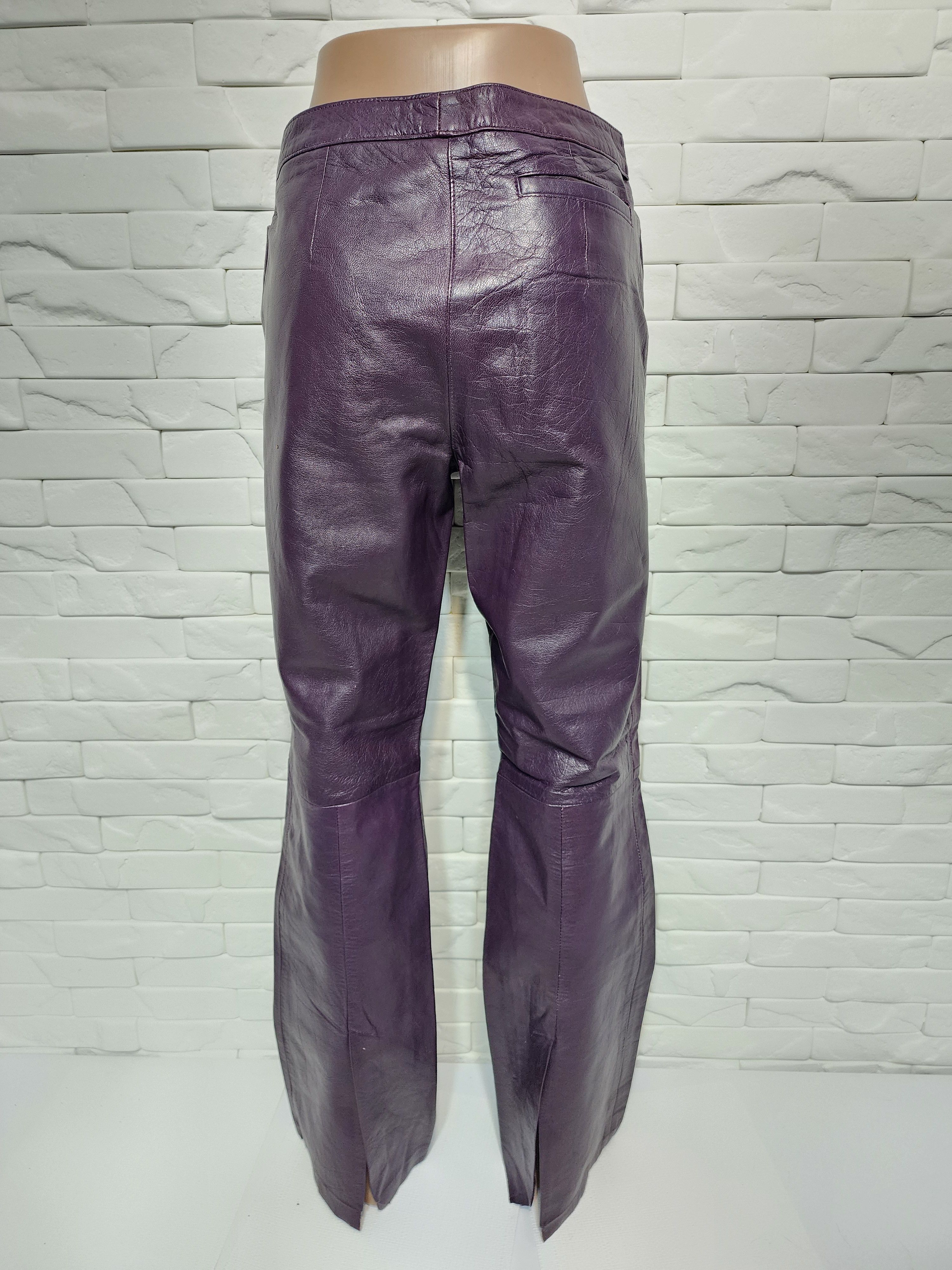 Genuine Leather Women's purple leather pants. Size 28" / US 6 / IT 42 - 3 Thumbnail