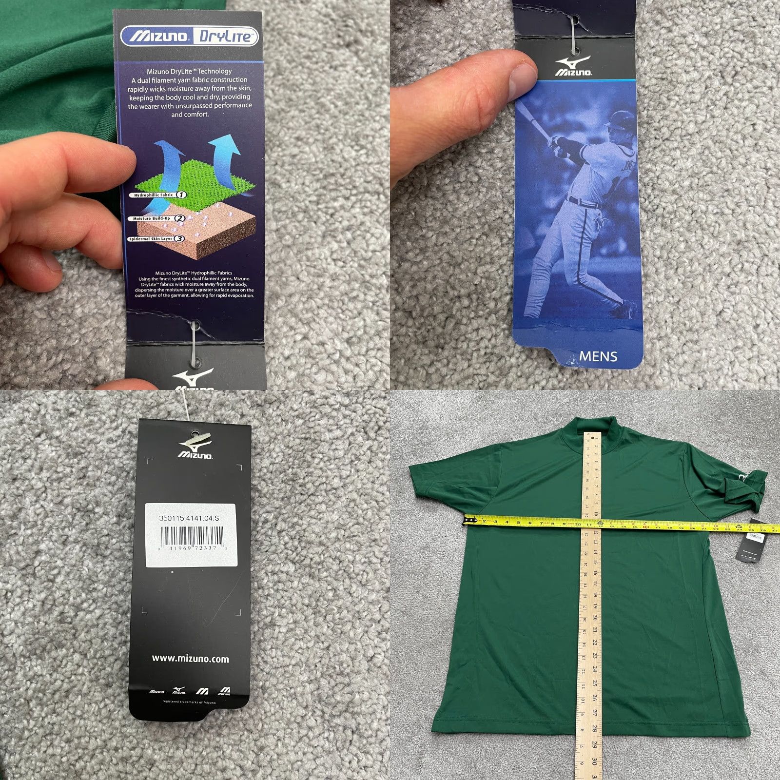 Mizuno Mizuno DryLite Baseball Shirt Mens Small Green Mock Pullover Short Sleeve Lightweight Breathable Easy Care Regular Fit NWT Size US S / EU 44-46 / 1 - 8 Thumbnail