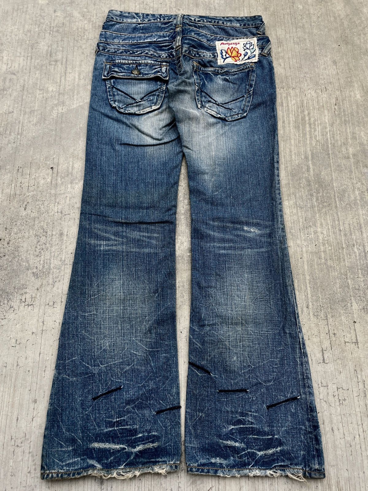 Japanese Brand 2000s JAPANESE BRAND ANTGAUGE DOUBLE WAIST MUDWASH FLARE Size US 30 / EU 46 - 5 Thumbnail