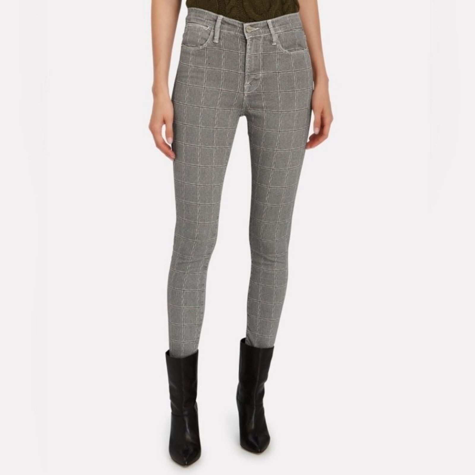 Frame Frame Gray Le High Skinny Crop Window Pane Plaid Skinny Pant Size 28" / US 6 / IT 42 - 1 Thumbnail