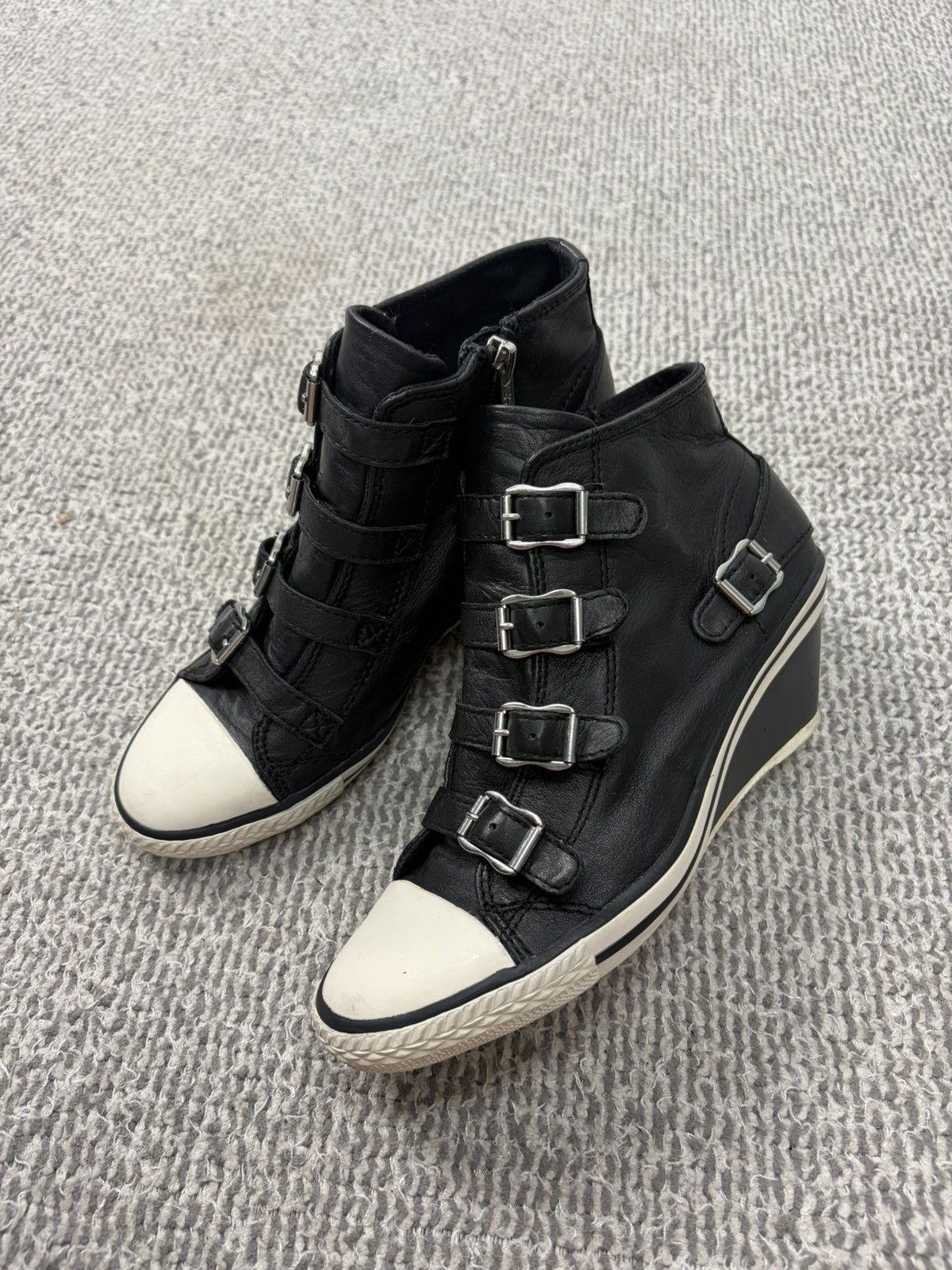 Ash Wedge Genial Buckled Leather Size 37
