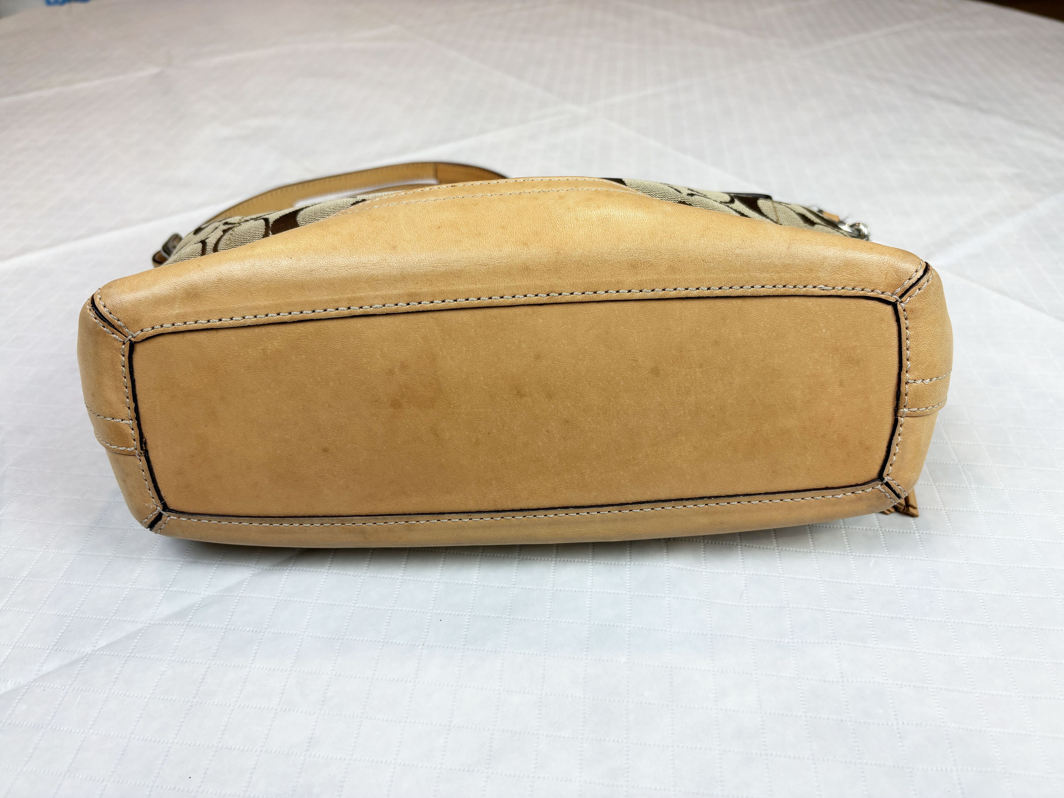 Coach Y2K Signature Monogram Canvas Leather Tan Shoulder Bag