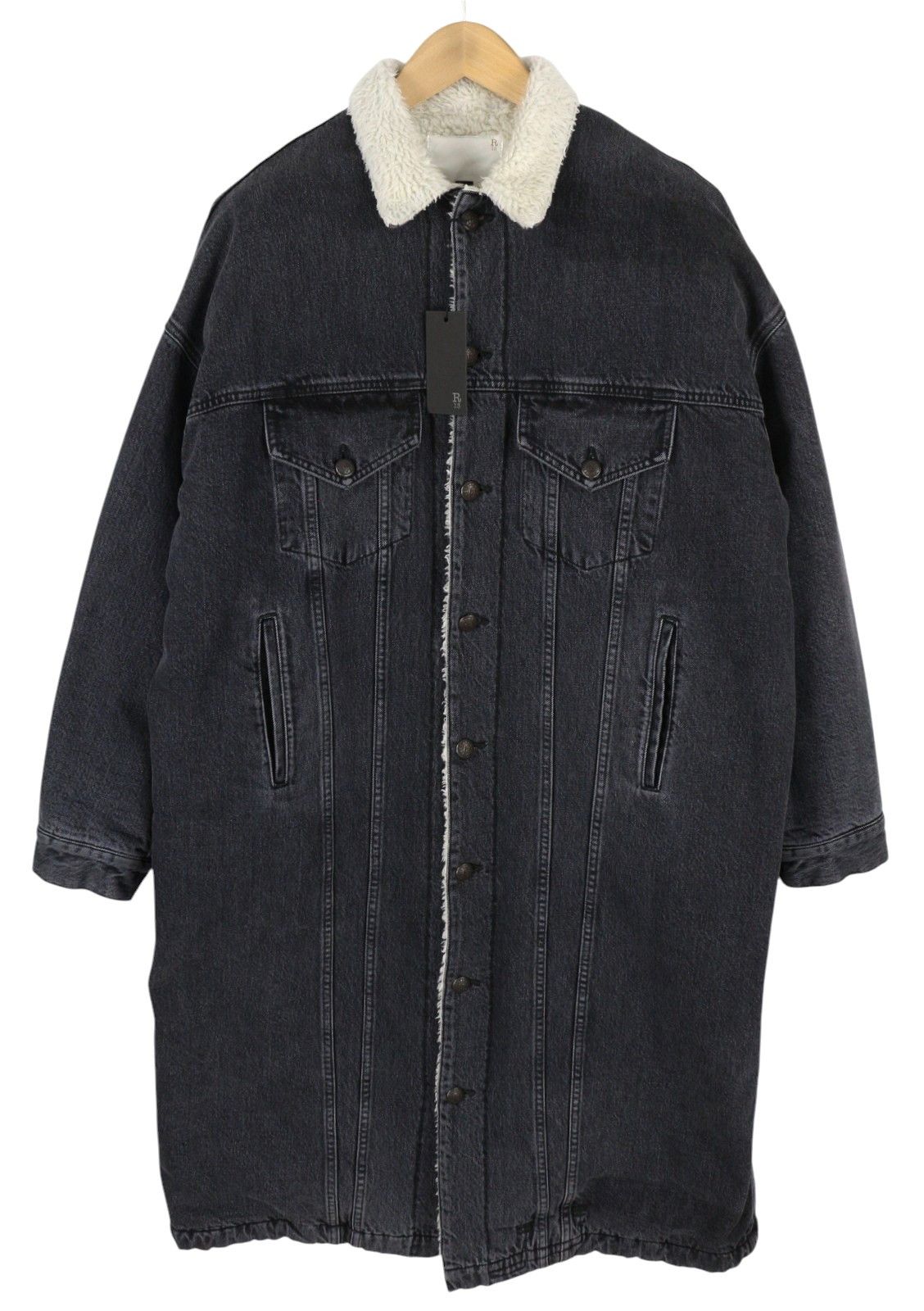 R13 LYLE TRUCKET COAT M Stone Black Sherpa Lined Denim 86586 Size M / US 6-8 / IT 42-44 - 1 Thumbnail