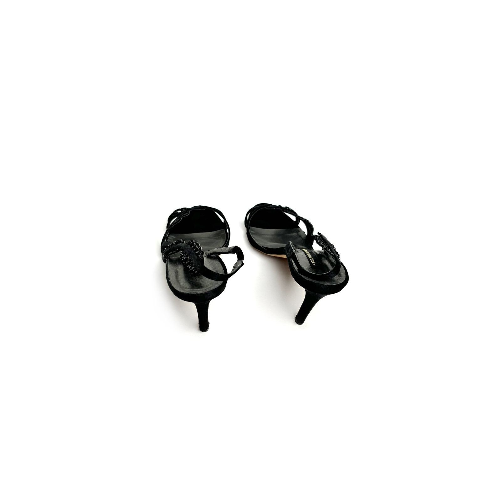 Collette Dinnigan Black Strappy Diamond Heels Size US 6.5 / IT 36.5 - 4 Thumbnail