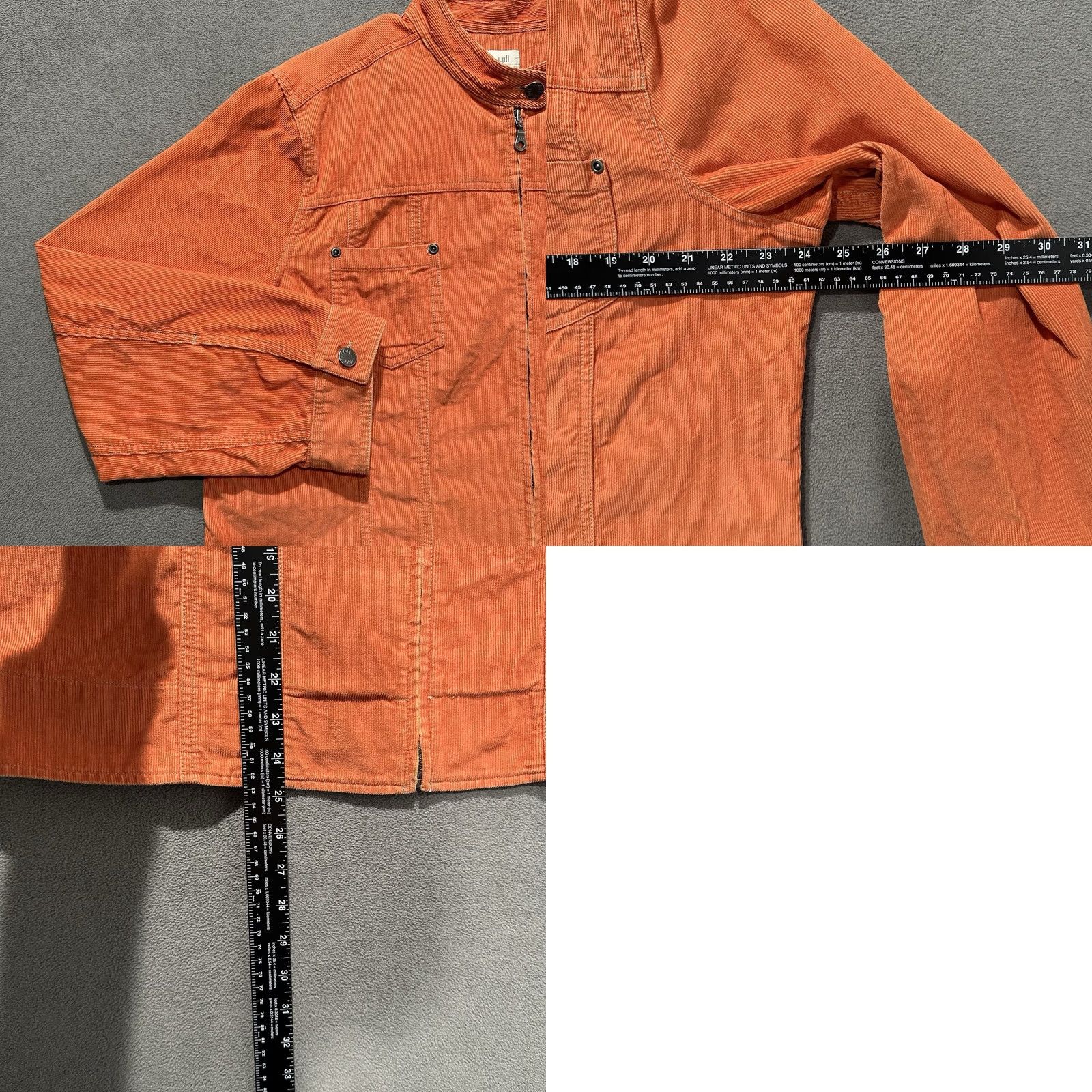 J. Jill J. Jill Jacket Womens XL Orange Corduroy Full Zip Cafe Racer Short EUC Size 40" / US 18 - 8 Thumbnail