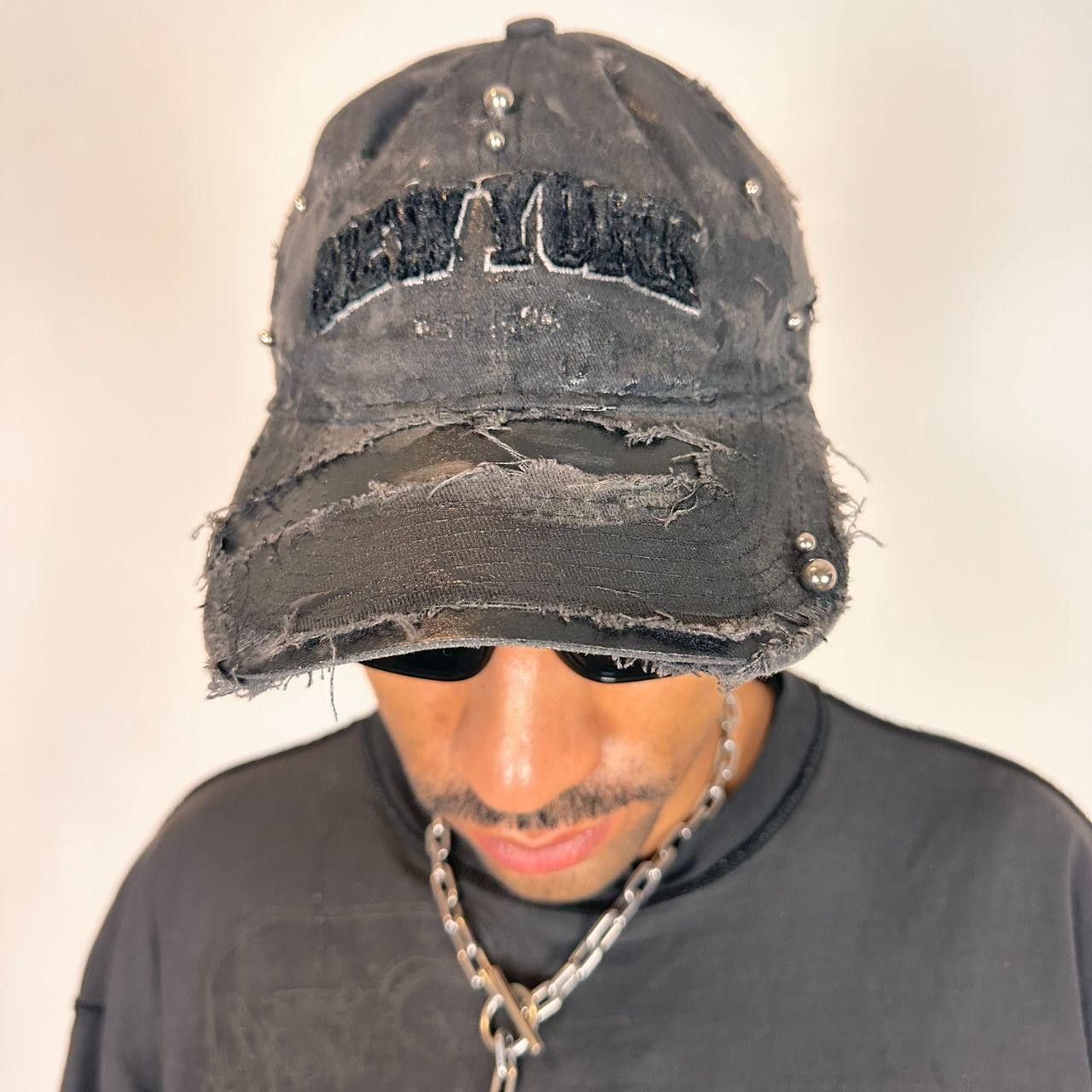Other ASTROBOI* 'New York Grunge' Black Pierced Distressed Hat Size ONE SIZE - 1 Thumbnail