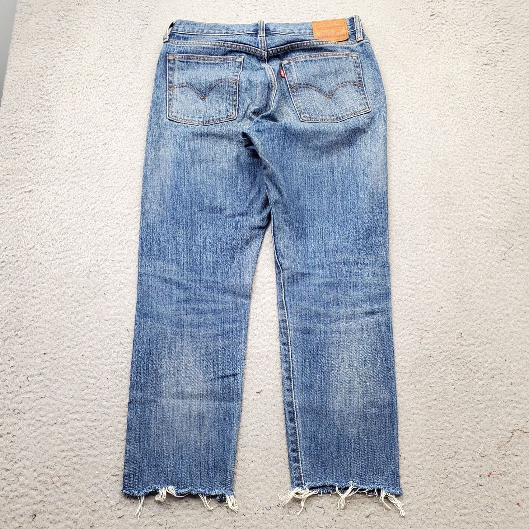 Levi's Levi's Straight Jeans Womens 28 Blue Denim White Oak Cone Frayed Hem Button Fly Jeans Size 28" / US 6 / IT 42 - 2 Thumbnail