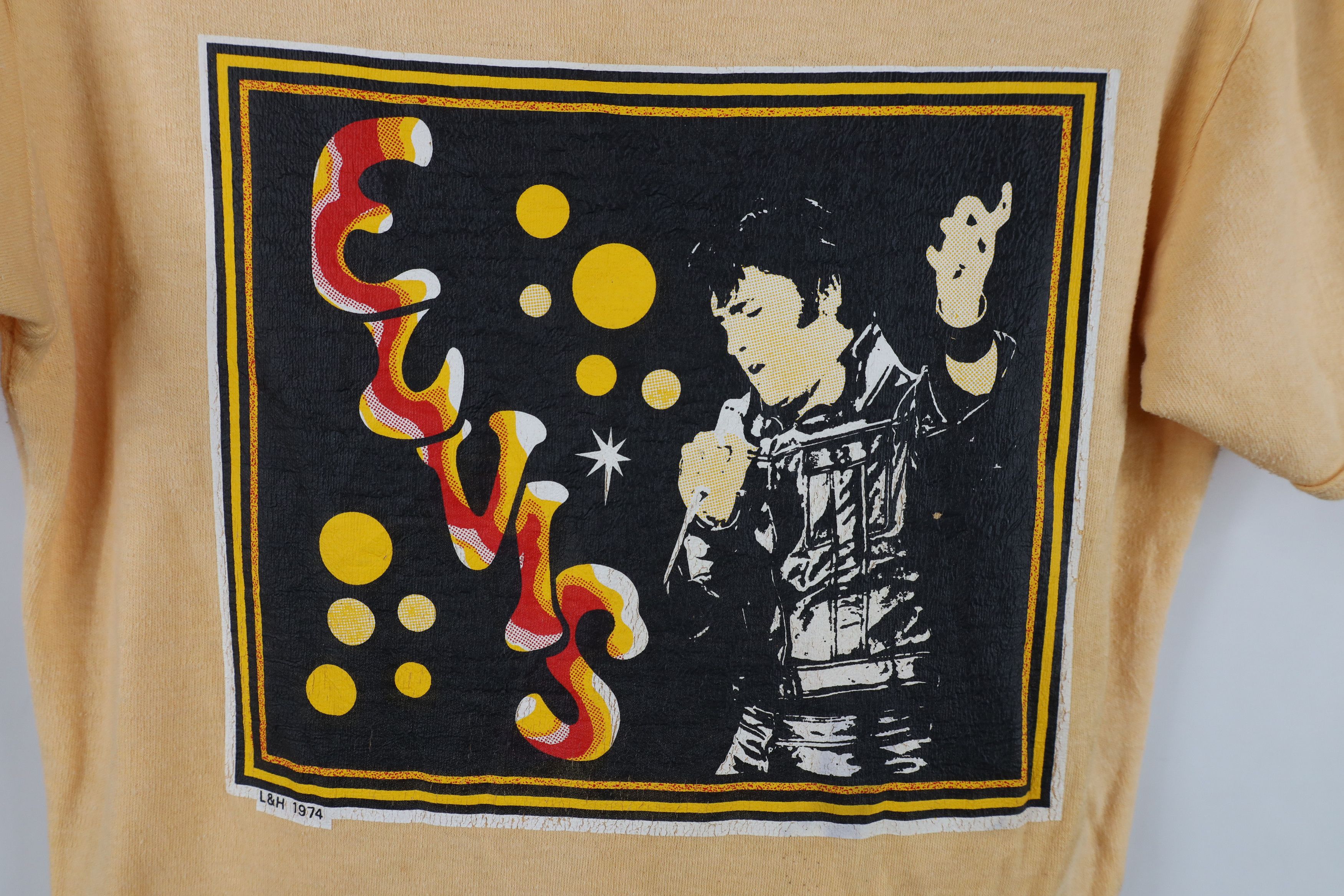Vintage Vintage 70s 1974 Elvis Presley Ringer T-Shirt Peach Size M / US 6-8 / IT 42-44 - 4 Thumbnail