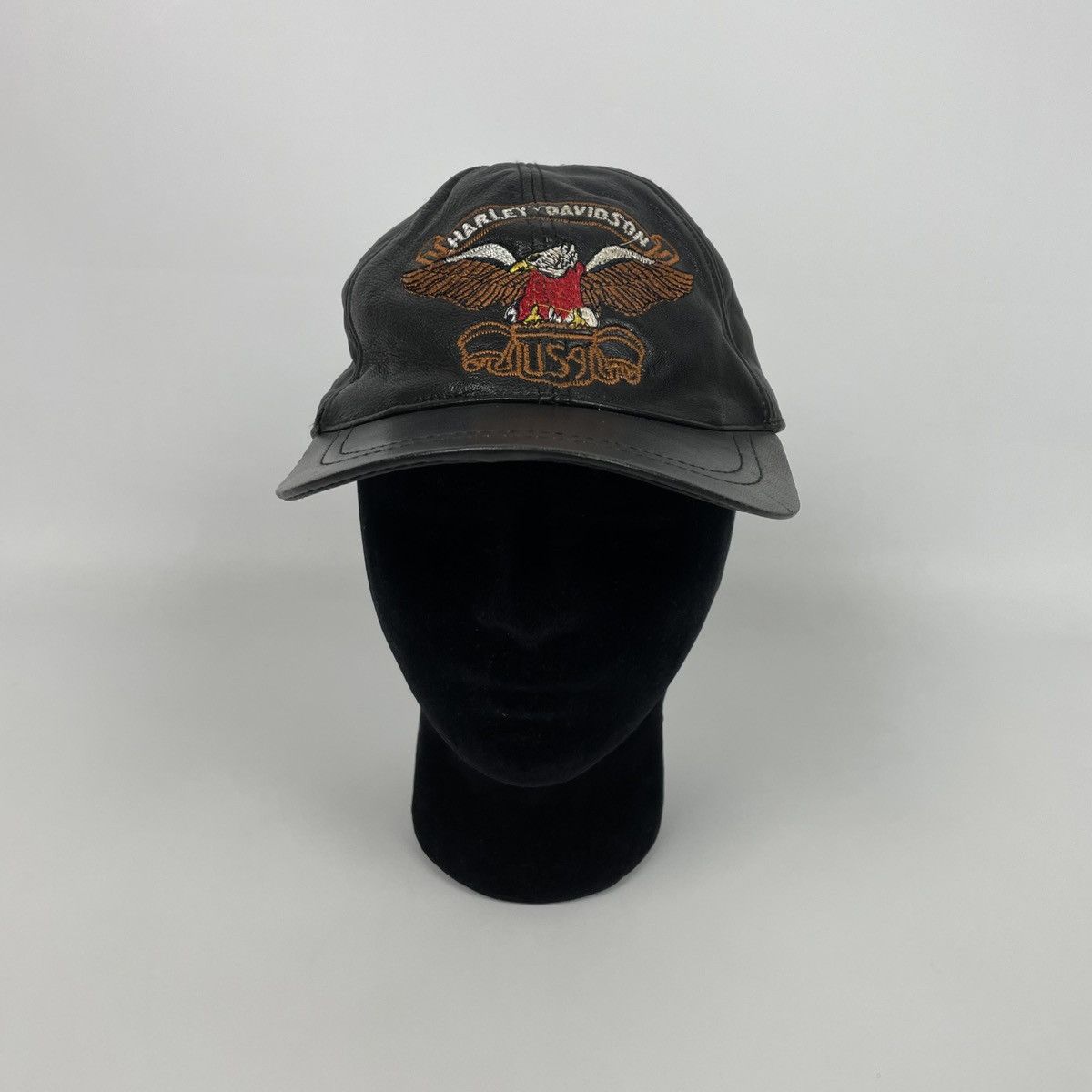 Vintage 1990's Vintage Harley Davidson USA Leather Hat Cap Eagle Size ONE SIZE - 3 Thumbnail