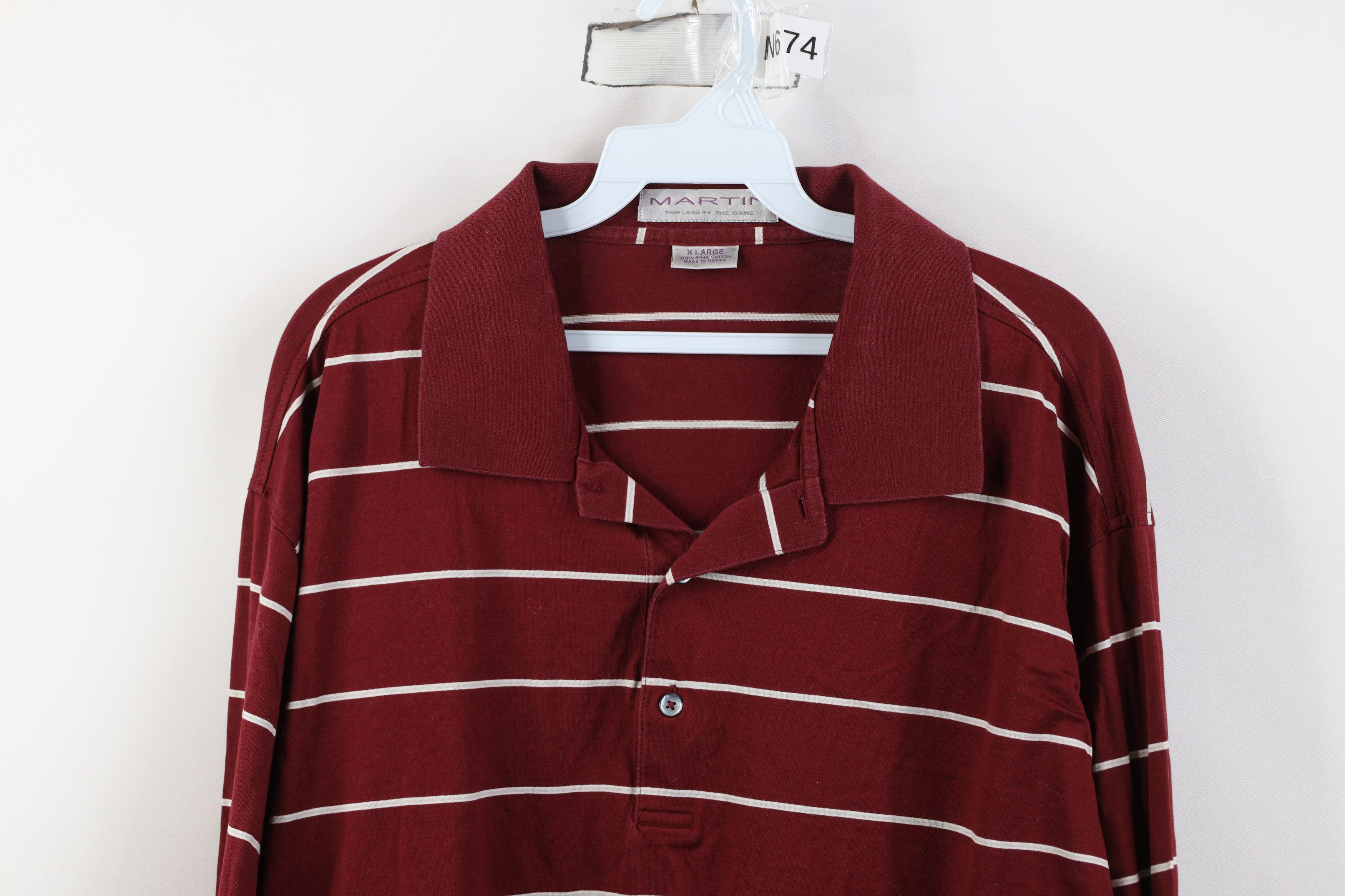 Vintage Vintage 90s Streetwear Striped Long Sleeve Golf Polo Red Size US XL / EU 56 / 4 - 2 Thumbnail