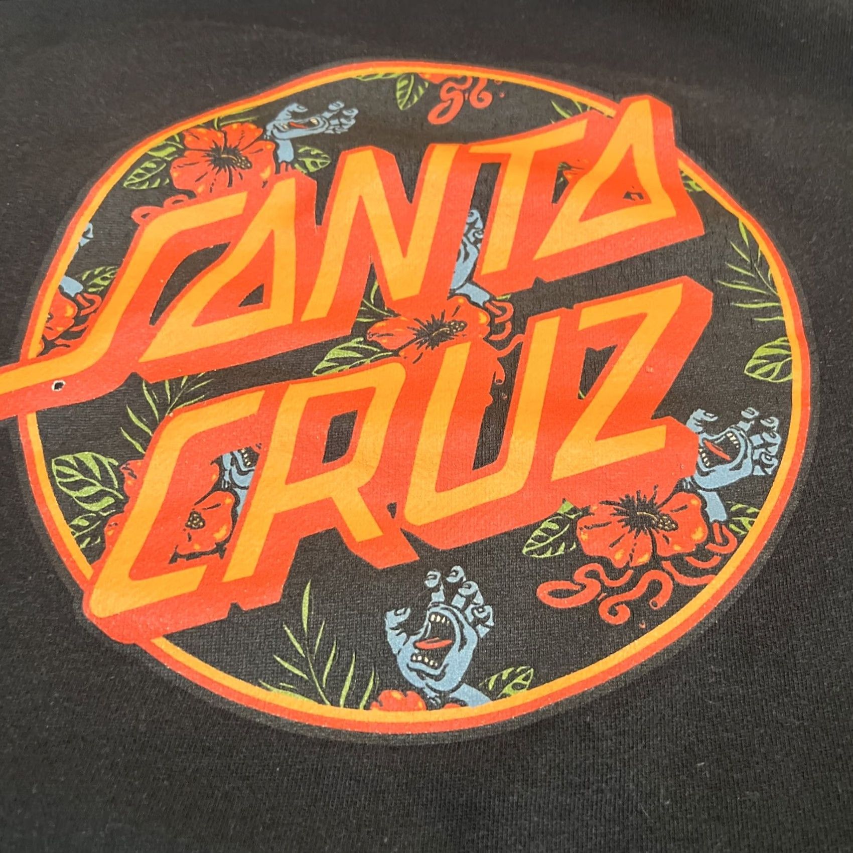 Vintage Santa Cruz Skateboard Hoodie Sweatshirt Men L Floral hibiscus Hand Black Thrash Size US L / EU 52-54 / 3 - 2 Thumbnail