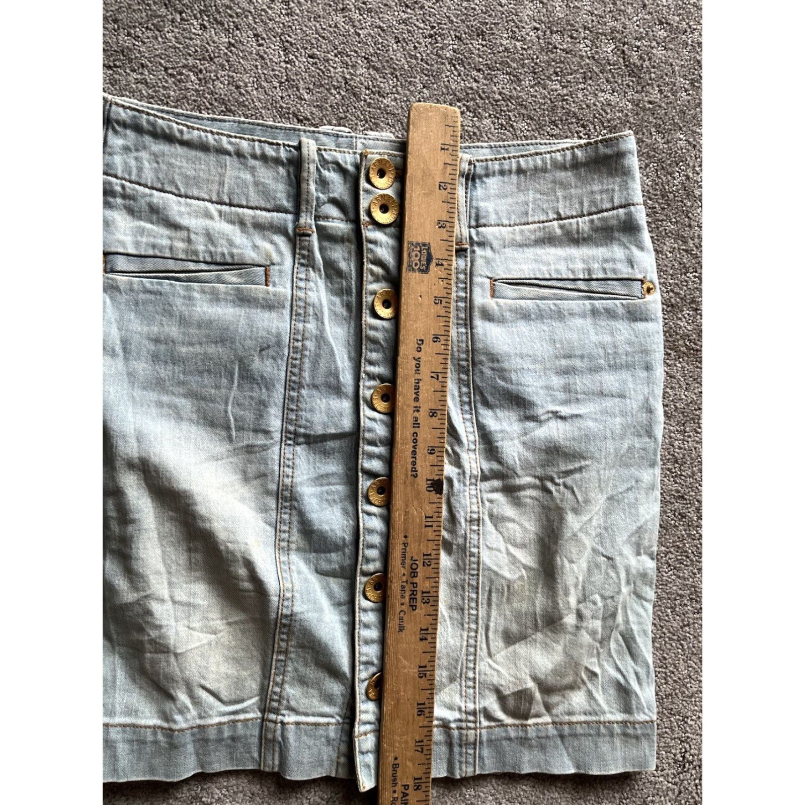Armani Exchange VINTAGE A/X Armani Exchange Denim Skirt Mini 2 Blue Cotton Spandex Pockets Zip Button Size 26" / US 2 / IT 38 - 3 Thumbnail