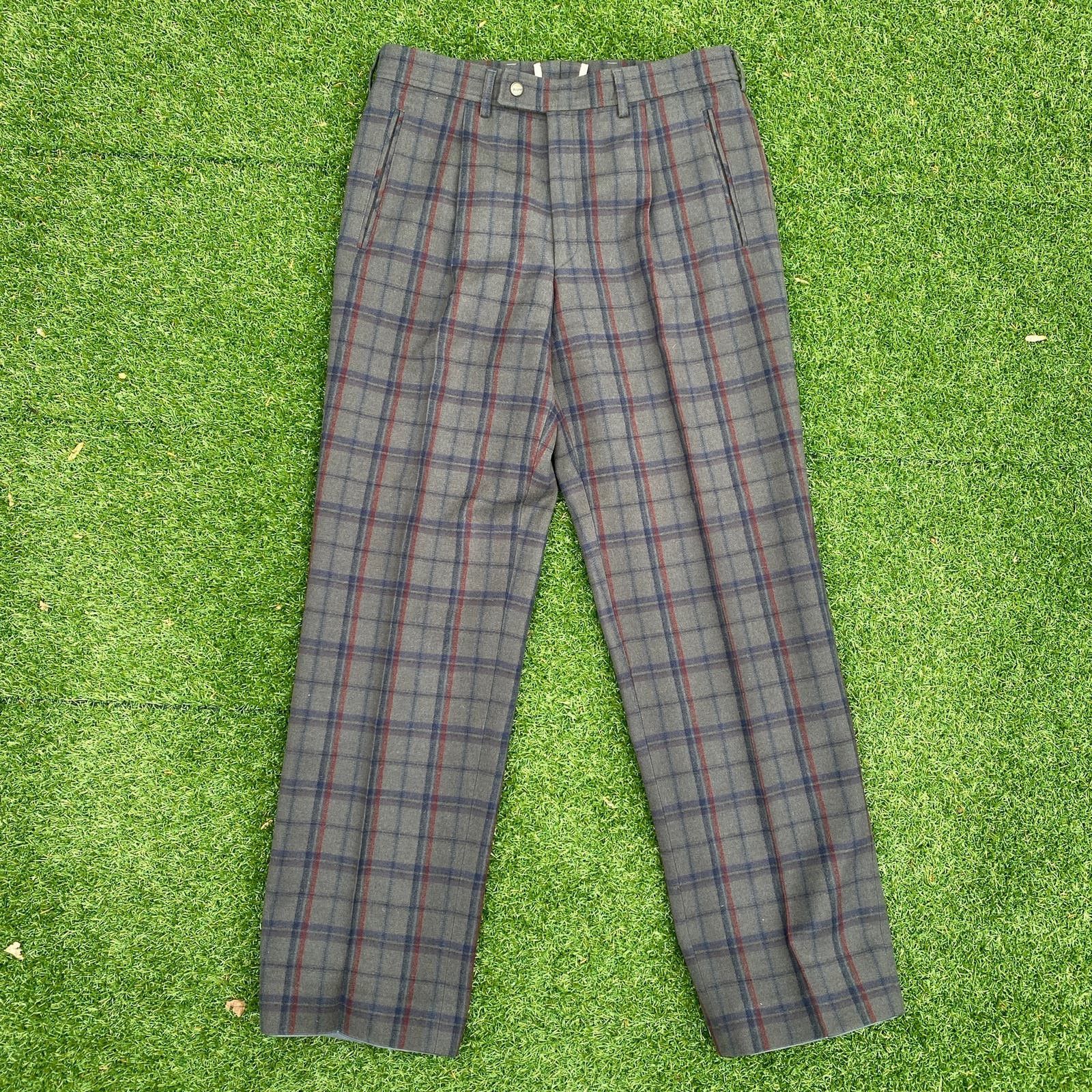 image of Bogner Vintage Wool Plaid Pants in Grey, Men's (Size 32)