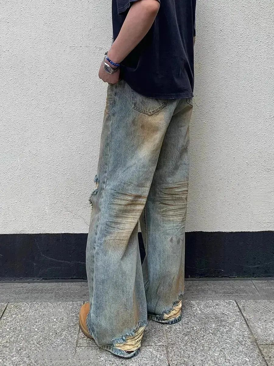 Japanese Brand Retro loose ripped jeans Size US 32 / EU 48 - 3 Thumbnail
