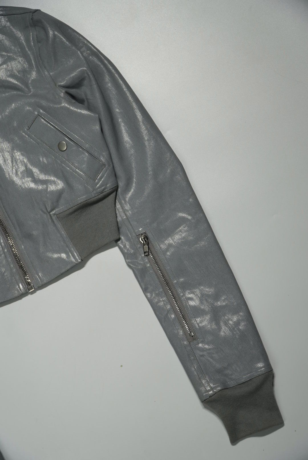 Rick Owens Rick Owens Girders Cropped Bomber Jacket in Silver-Tone Size S / US 4 / IT 40 - 4 Thumbnail