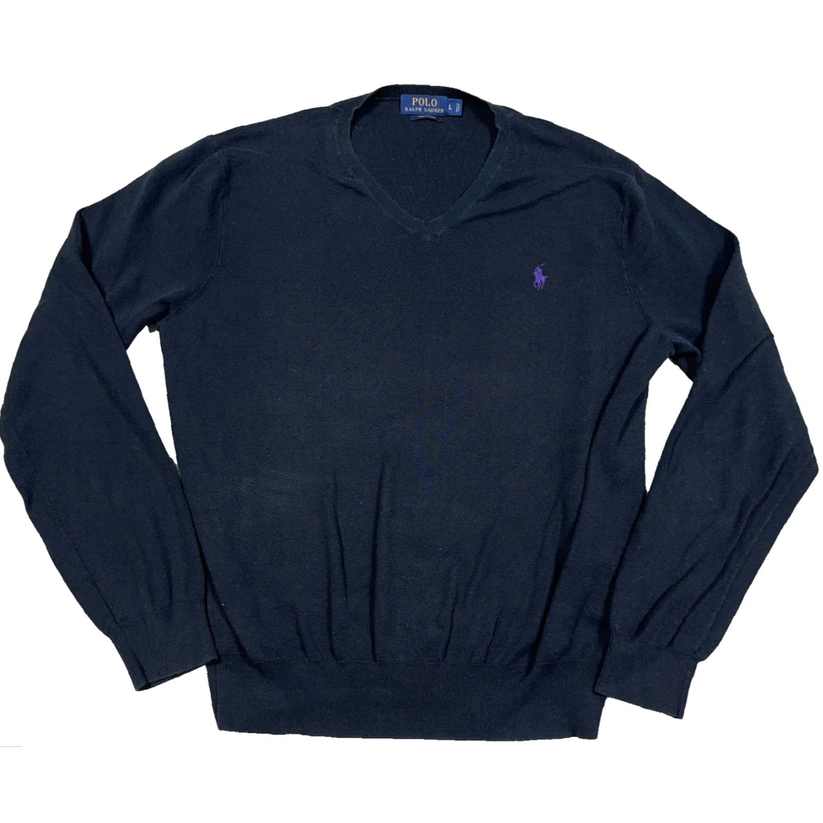 Polo Ralph Lauren Polo Ralph Lauren Sweater Men L Black Purple Pima Cotton V Neck Pullover Knit Set Embroidered Logo Button All Seasons Casual Modern Designer Sports Size US L / EU 52-54 / 3 - 2 Thumbnail