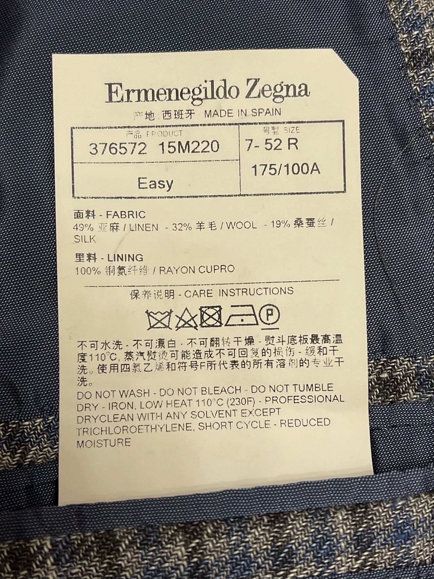 Ermenegildo Zegna Zegna regular fit suit blue check men's 52 Size 52R - 5 Thumbnail