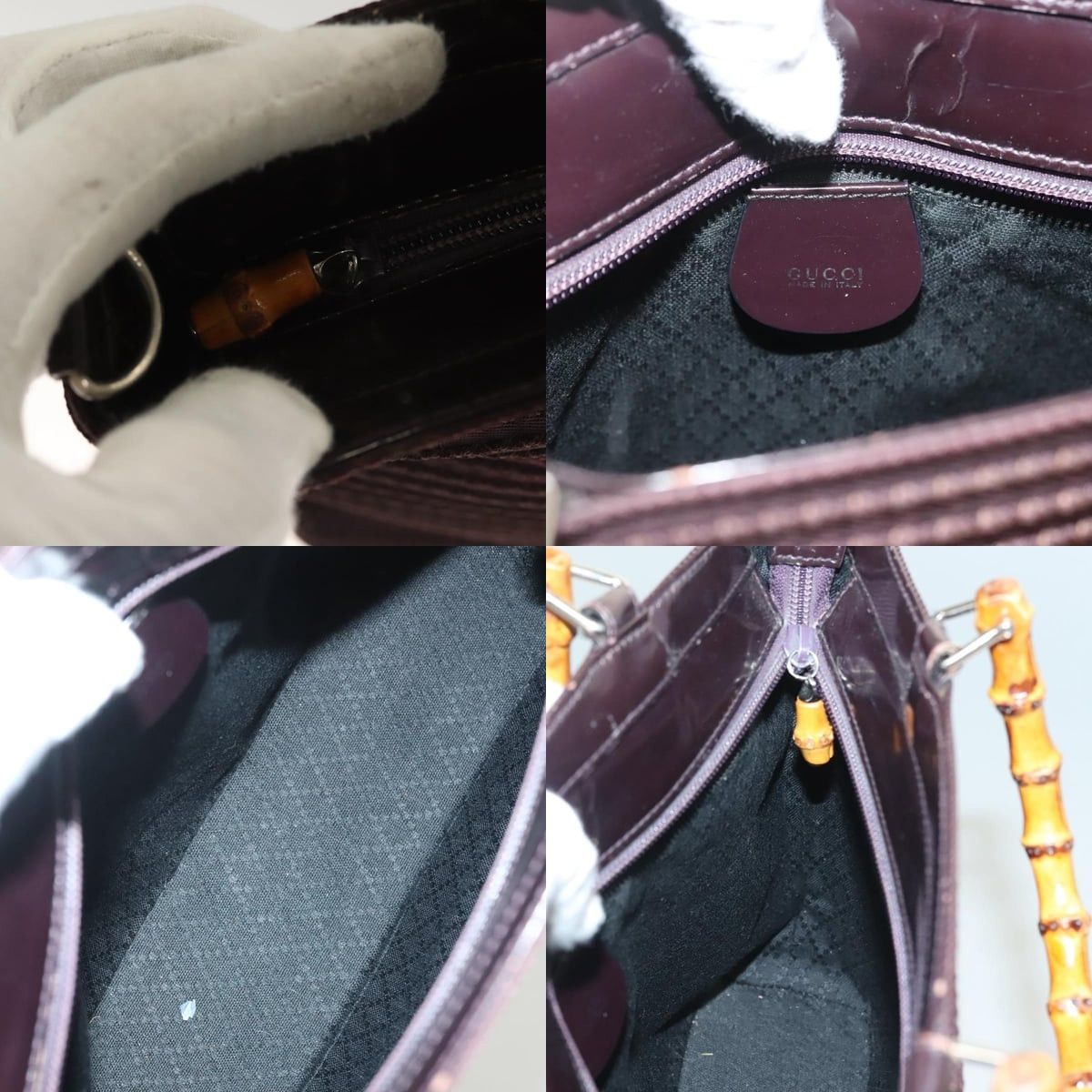 Gucci GUCCI Bamboo Handbag Nylon Brown Silver 000 1998 000 1998 Size ONE SIZE - 11 Thumbnail